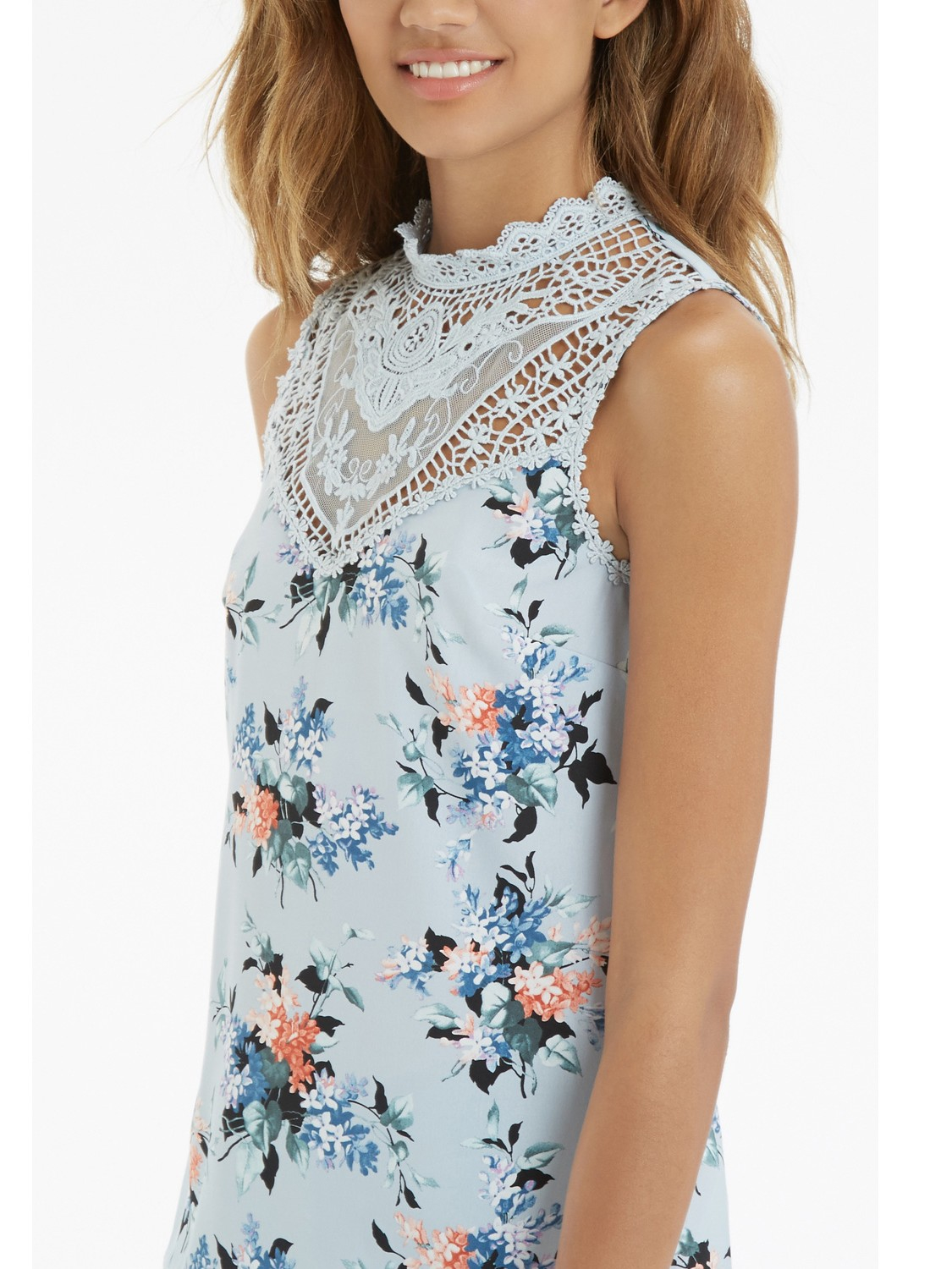 Oasis Lace High Neck Top in Multicolor (Multi/Blue) Lyst