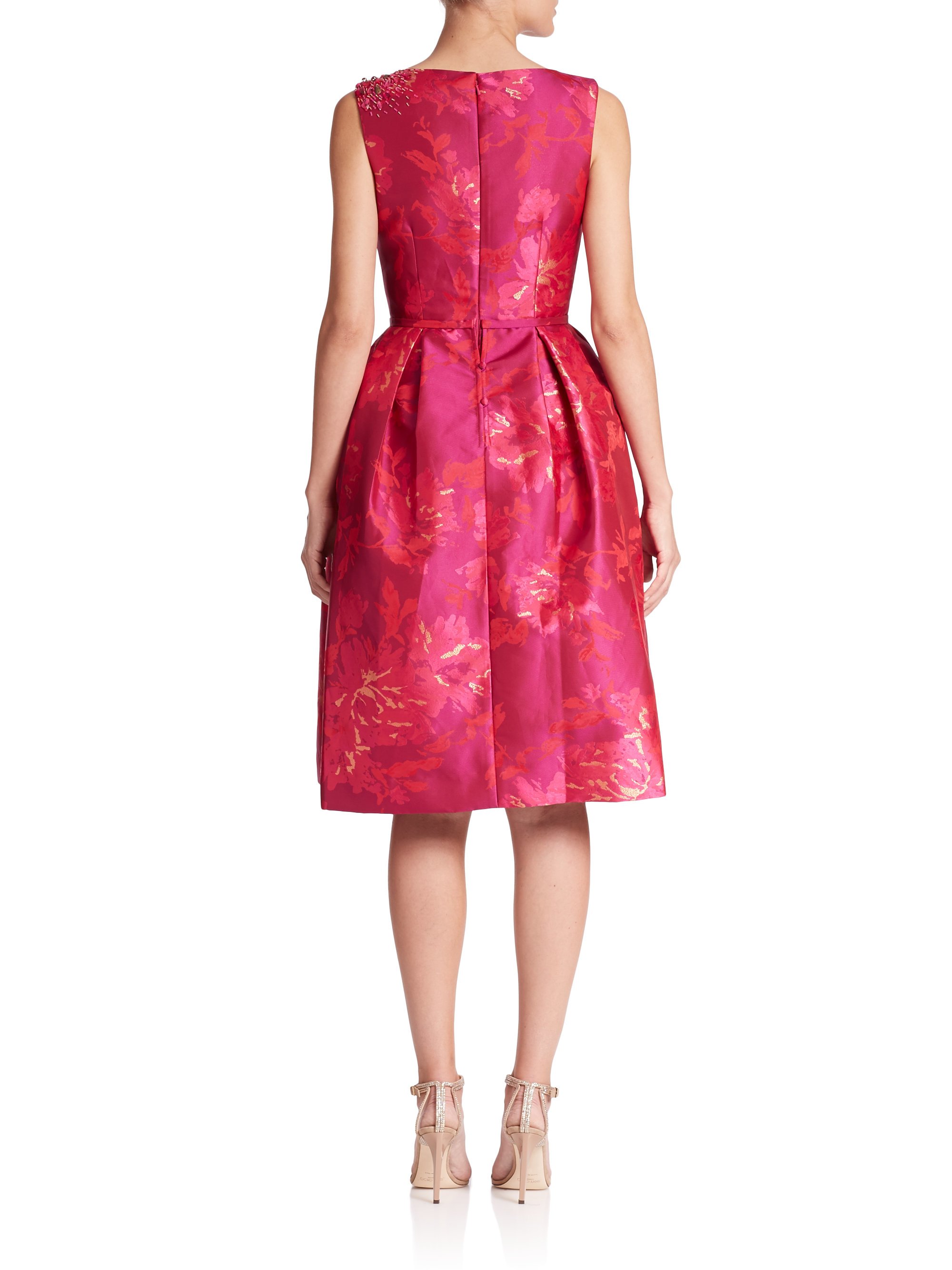 Teri Jon Synthetic Embellished Floral Jacquard Cocktail Dress in ...