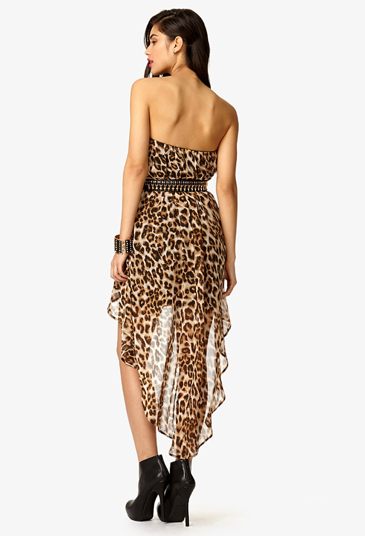 strapless cheetah print dress