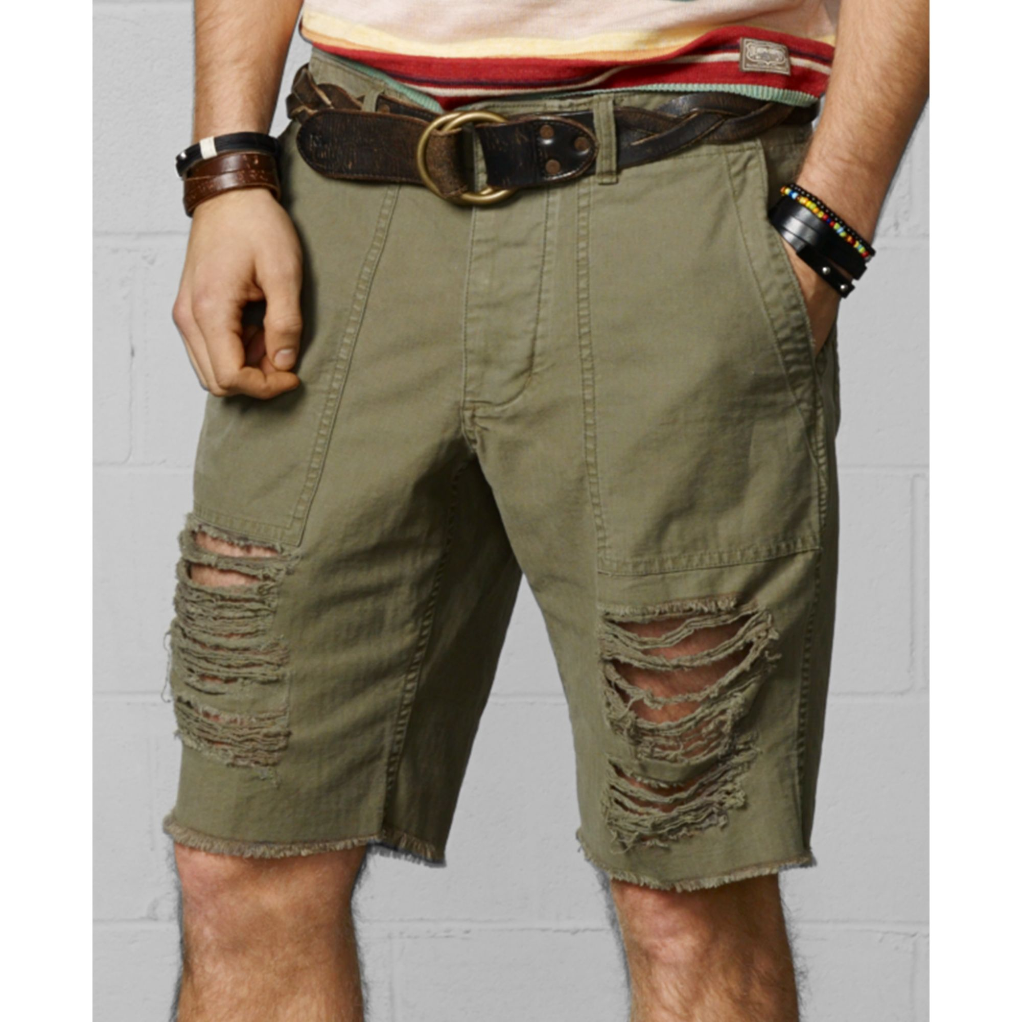 Denim & Supply Ralph Lauren Distressed Klamath Cargo Shorts in Green for  Men | Lyst