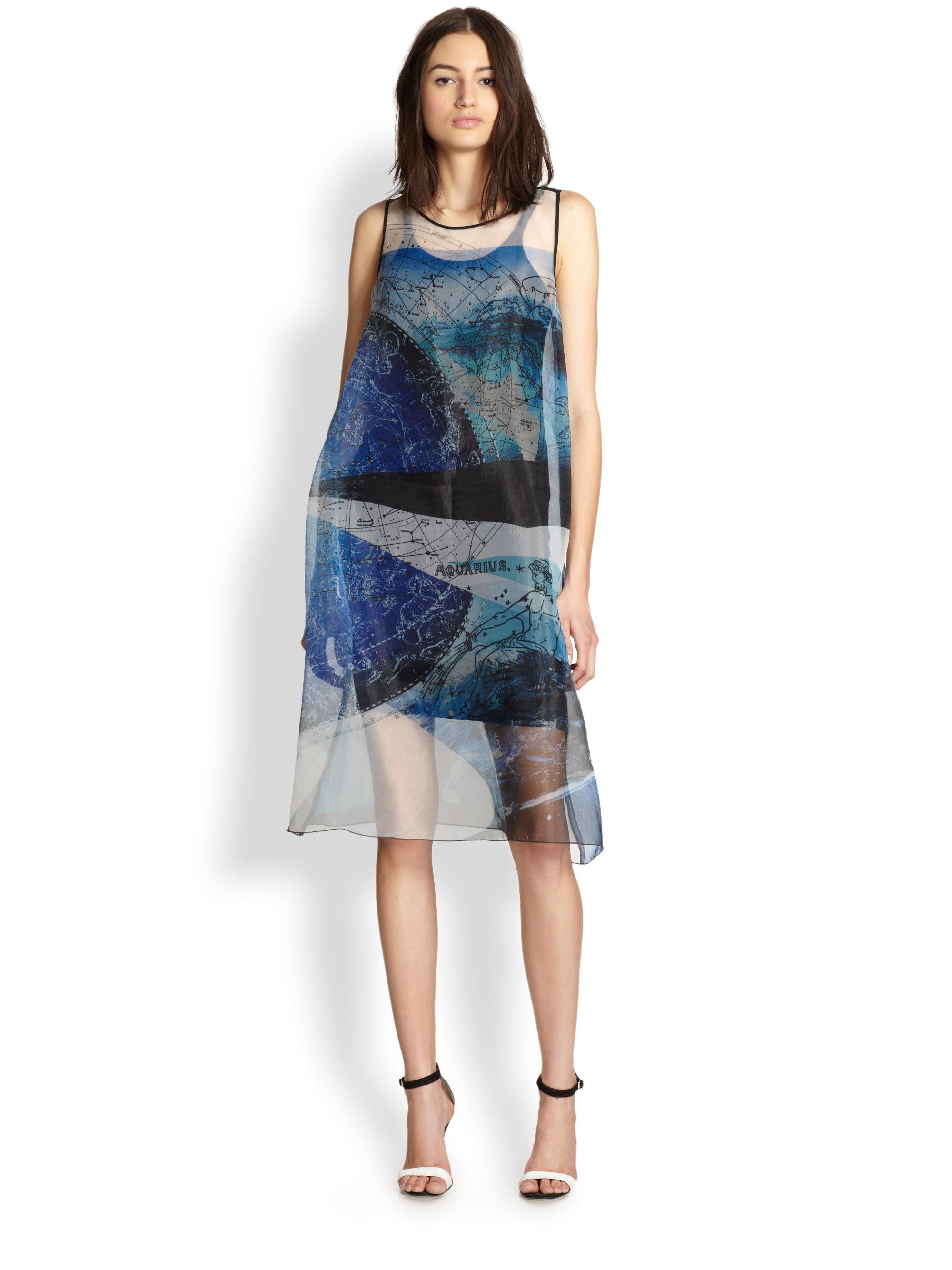 Clover Canyon Zodiac Printed Sheer Organza Dress