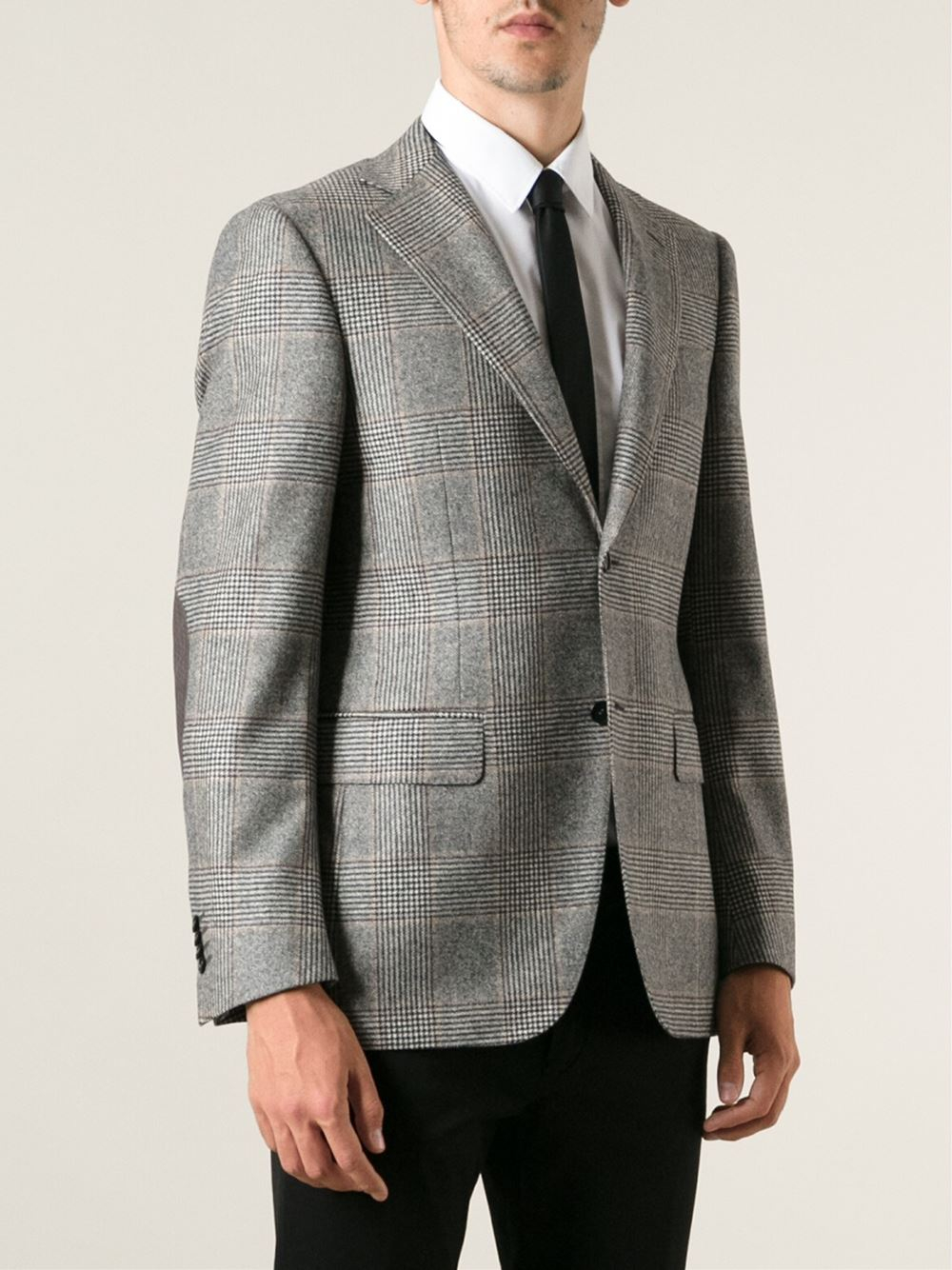 Canali Prince Of Wales Check Blazer in Gray for Men | Lyst