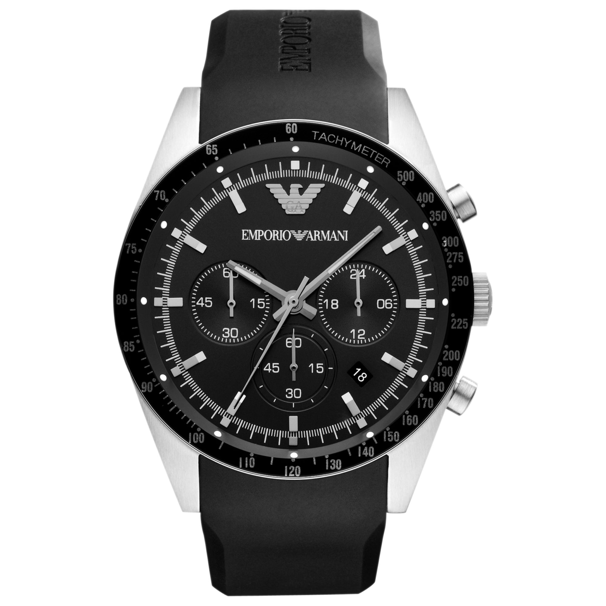 Emporio armani Black Rubber Strap Watch 46mm in Black for Men | Lyst