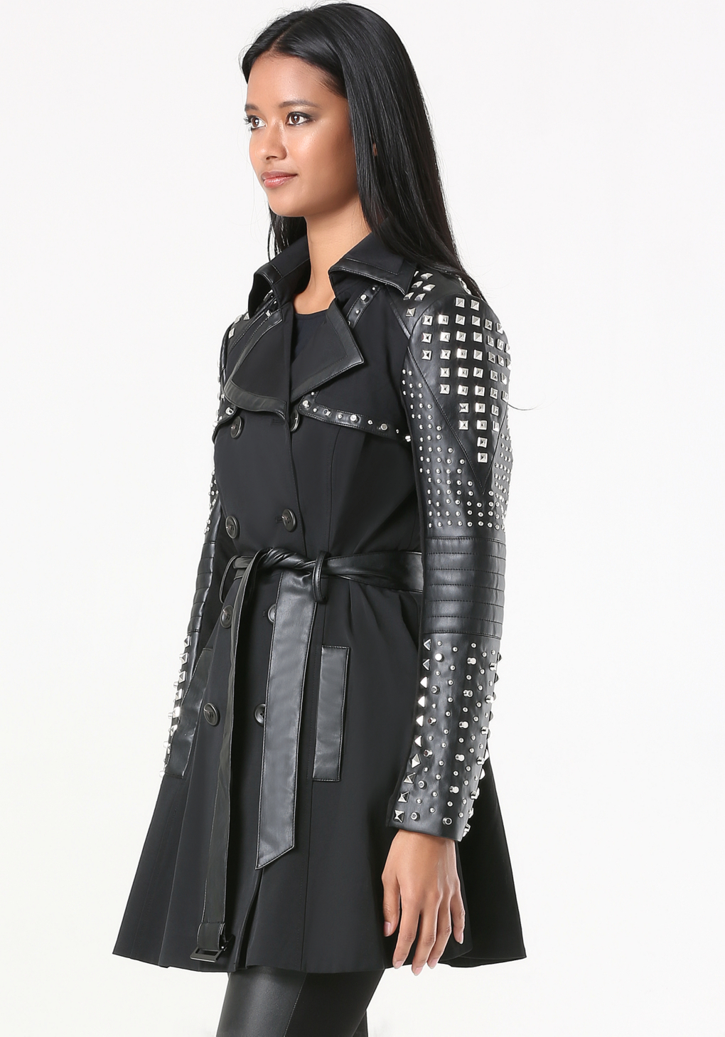 bebe black trench coat