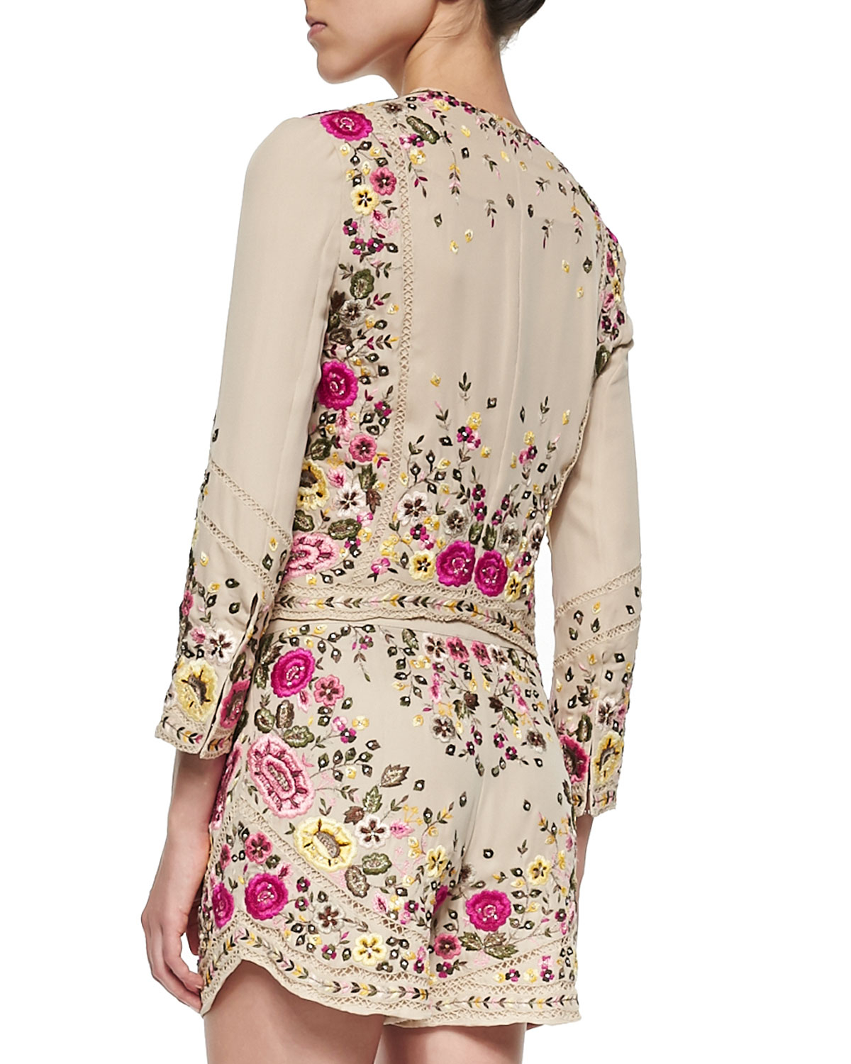 Haute hippie FloralEmbroidered Silk Jacket in Multicolor Lyst