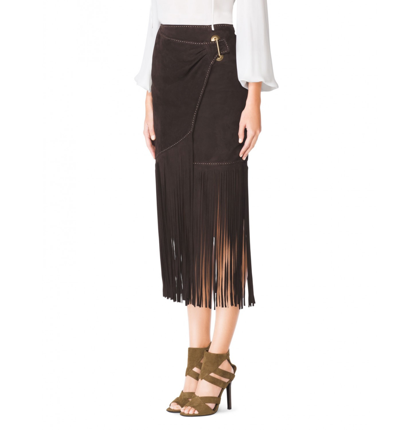 Tamara Mellon Fringe Skirt in Brown (DARK BROWN) Lyst