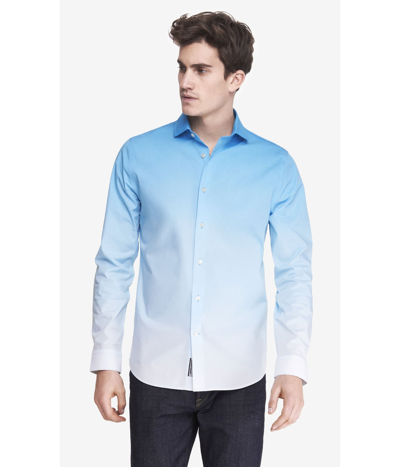Express Limited Edition Fitted Ombre 1Mx Shirt in Blue for Men (AQUA