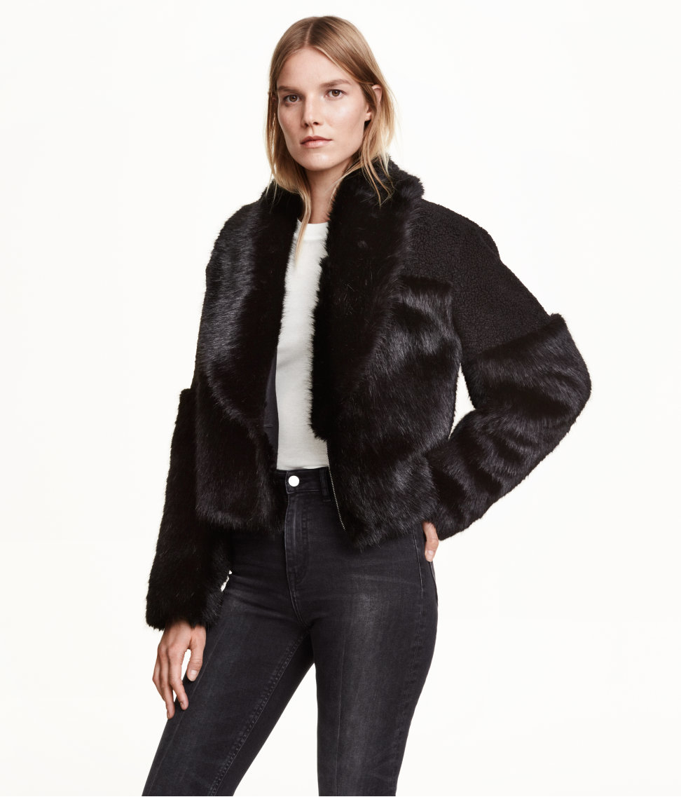 short white fur jacket