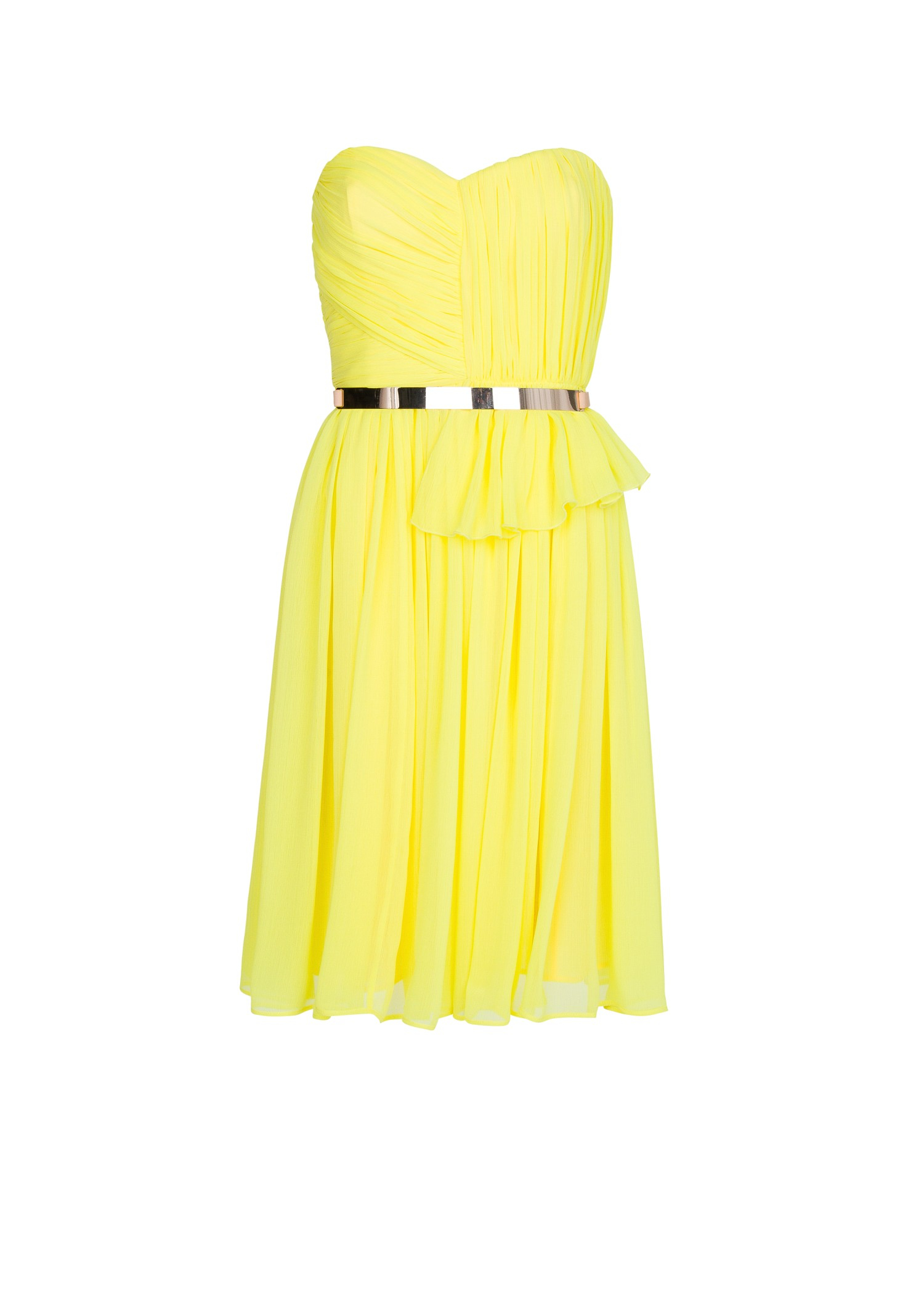 mango yellow pleated dress
