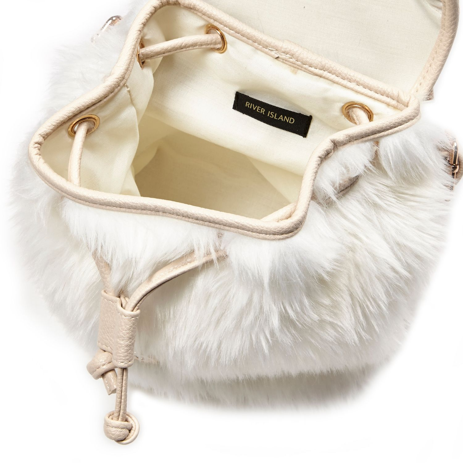 River Island Girls White Fur Backpack - Lyst