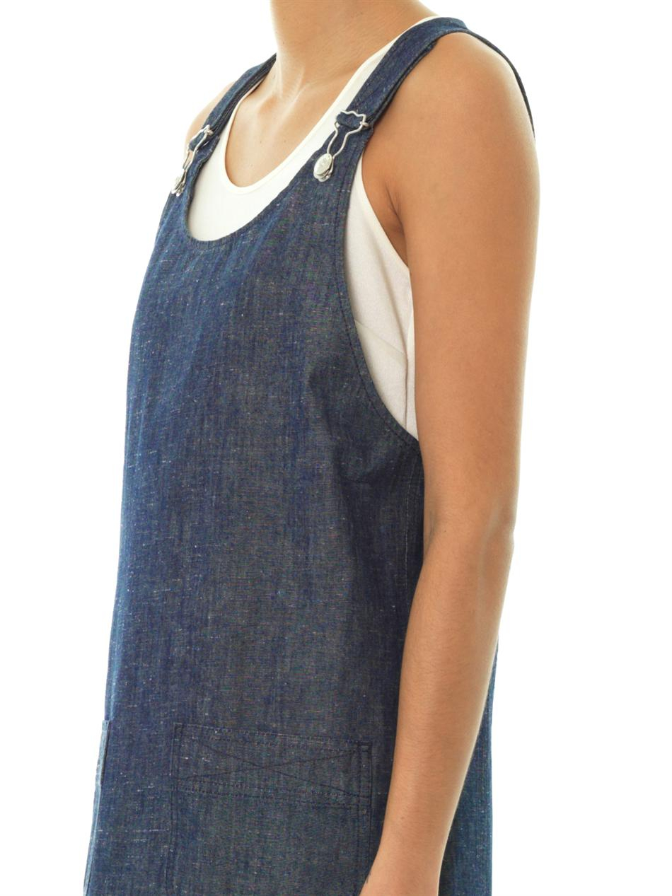 chambray pinafore dress