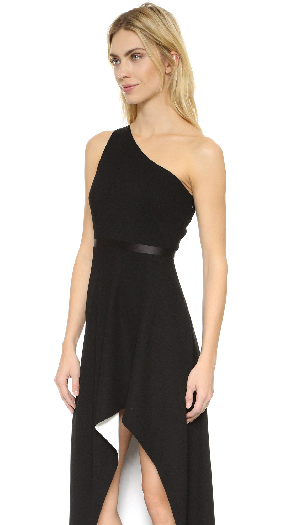 Halston Synthetic One Shoulder Gown 