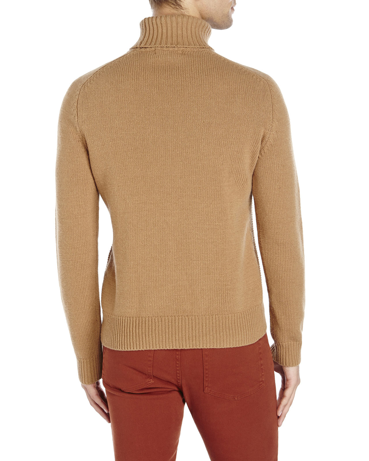 The kooples Camel Cable Knit Turtleneck Wool Sweater in Natural for Men ...
