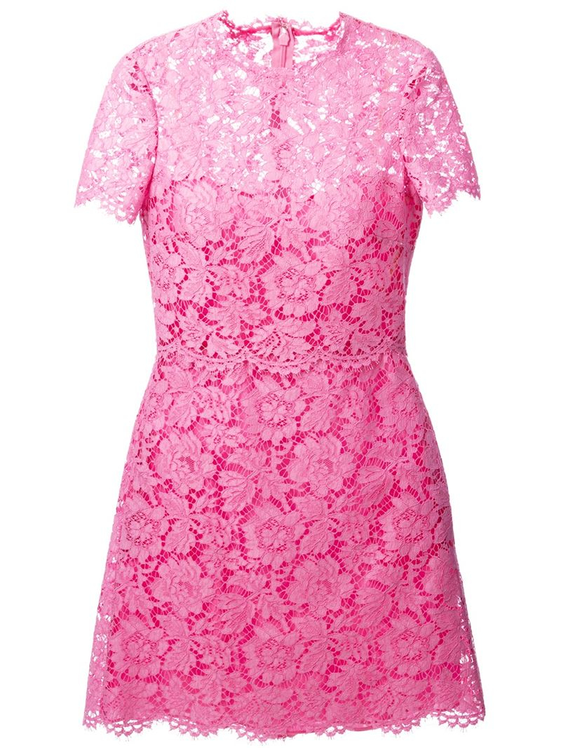 Valentino Lace Dress in Pink | Lyst