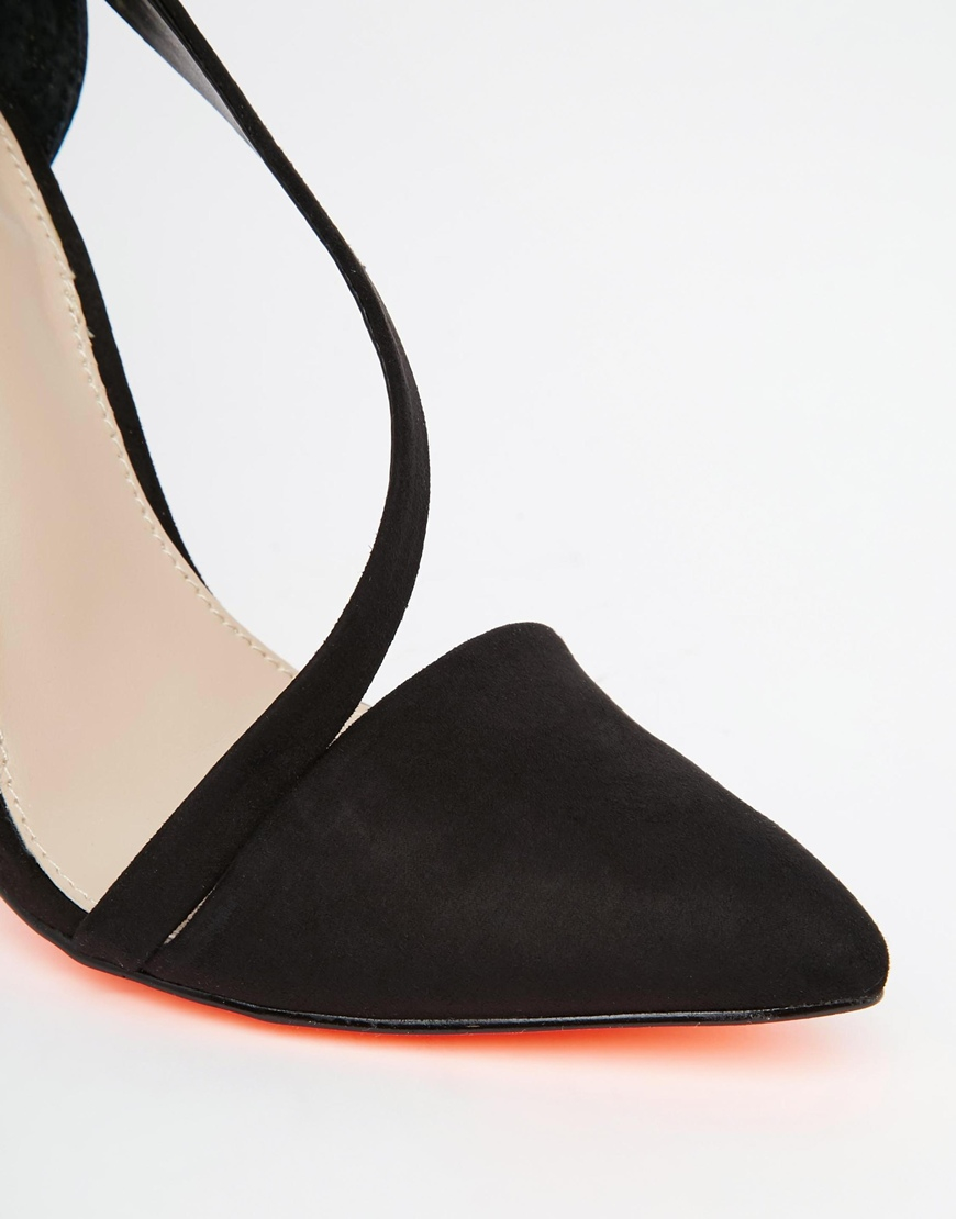 carvela pointed asymmetric strap heels