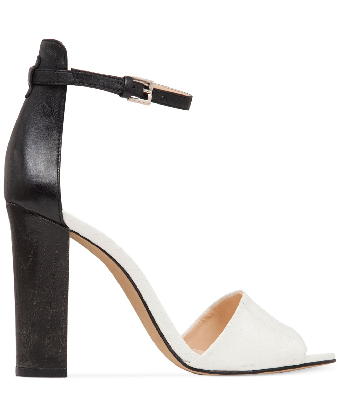 Vince Camuto Velenza Block Heel Ankle Strap Dress Sandals in White Lyst