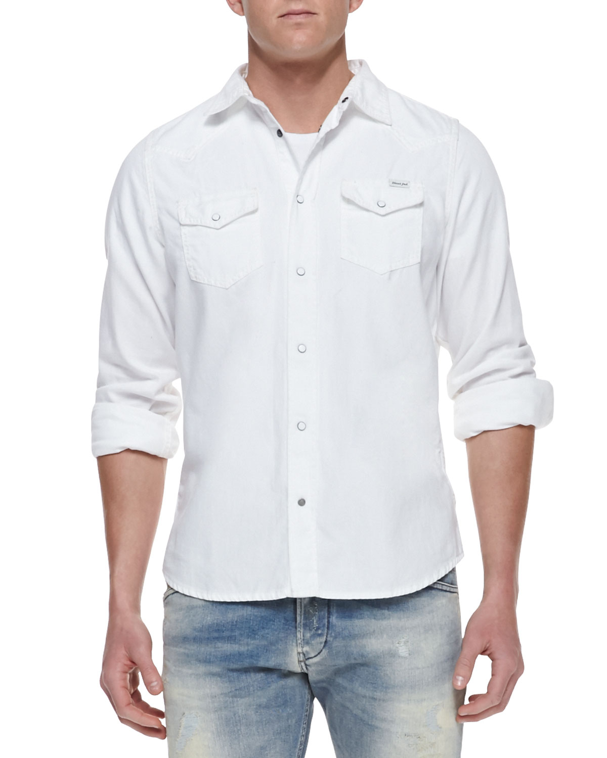 Diesel Sonora Denim Western Long-Sleeve Shirt in White for Men (denim ...