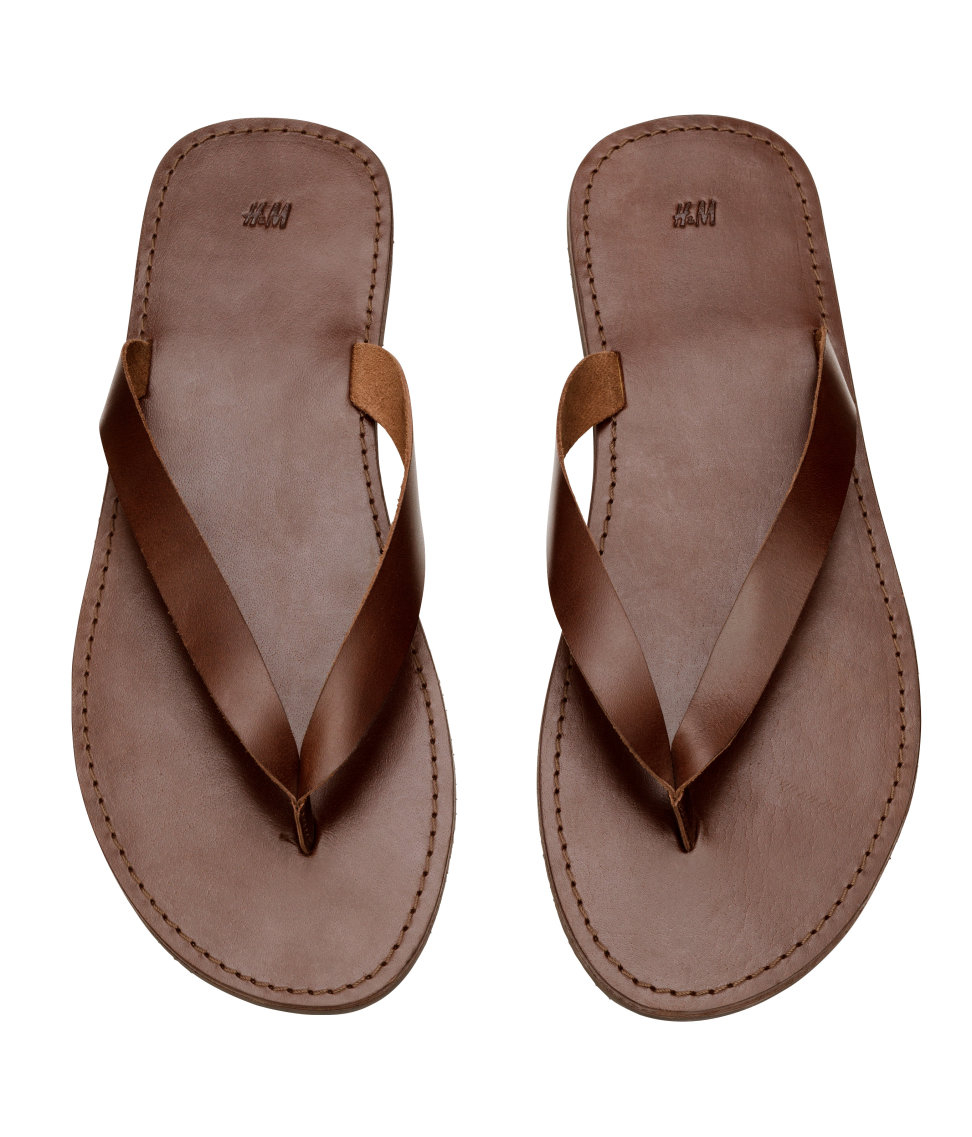 Lyst H M Leather Flip Flops  in Brown for Men