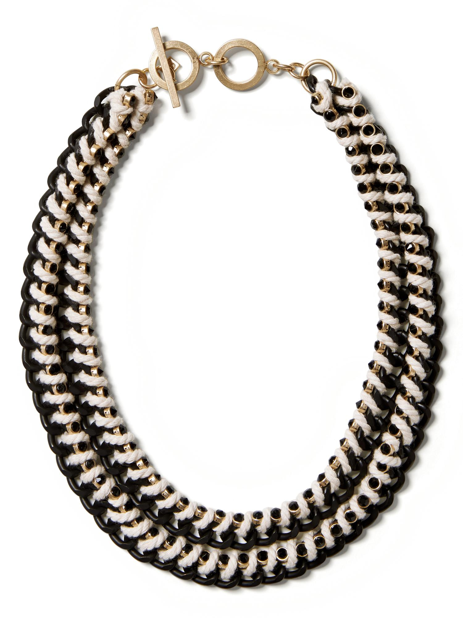 Banana republic Woven Curb Chain Necklace in Gold (White) | Lyst