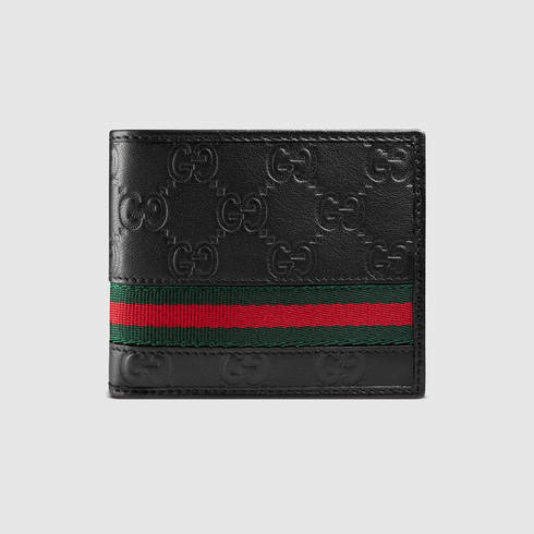 Gucci Black Leather Guccissima Bifold Wallet w/ Tags