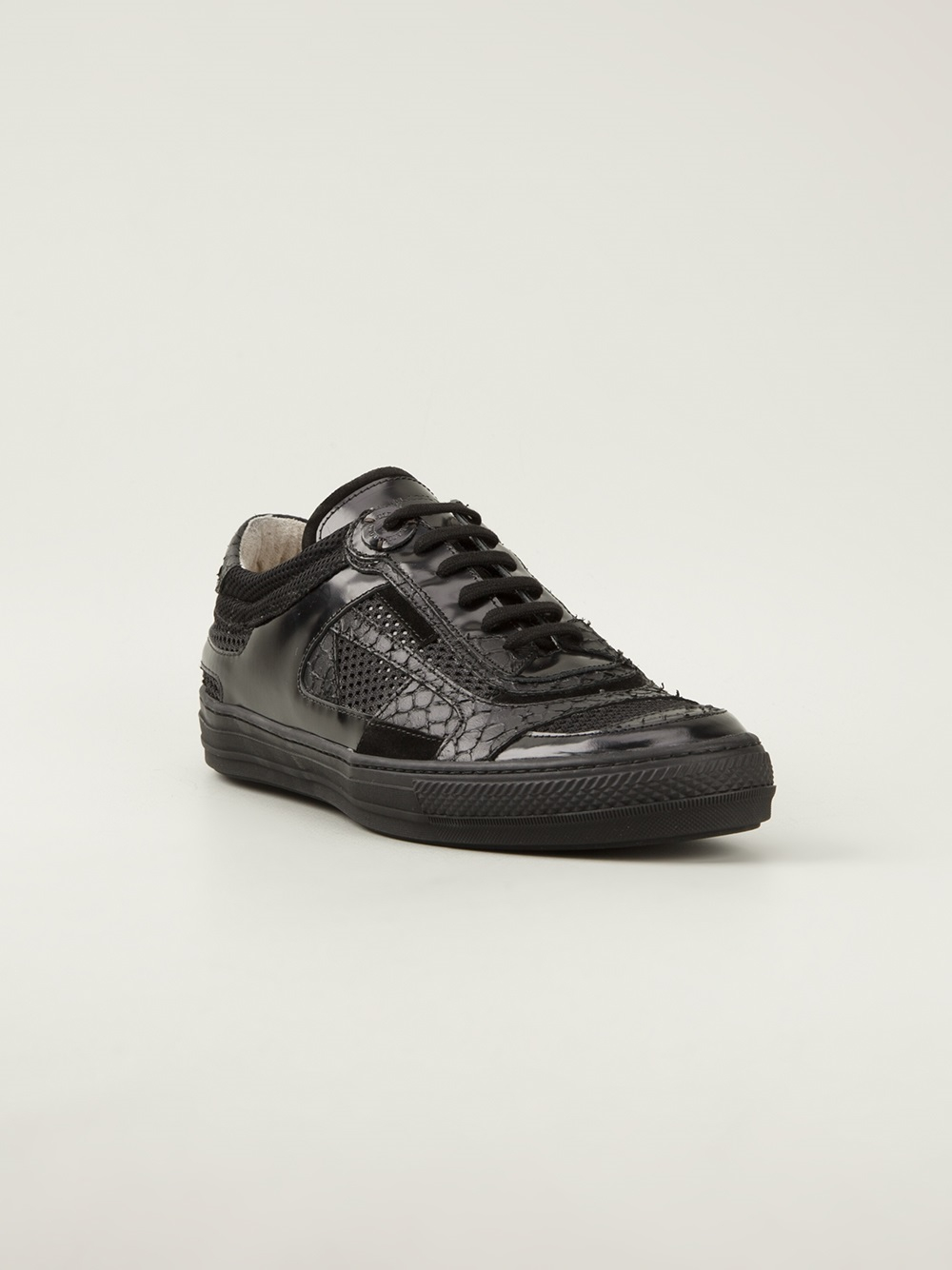 Diesel Black Gold Panelled Sneakers in Black for Men Lyst