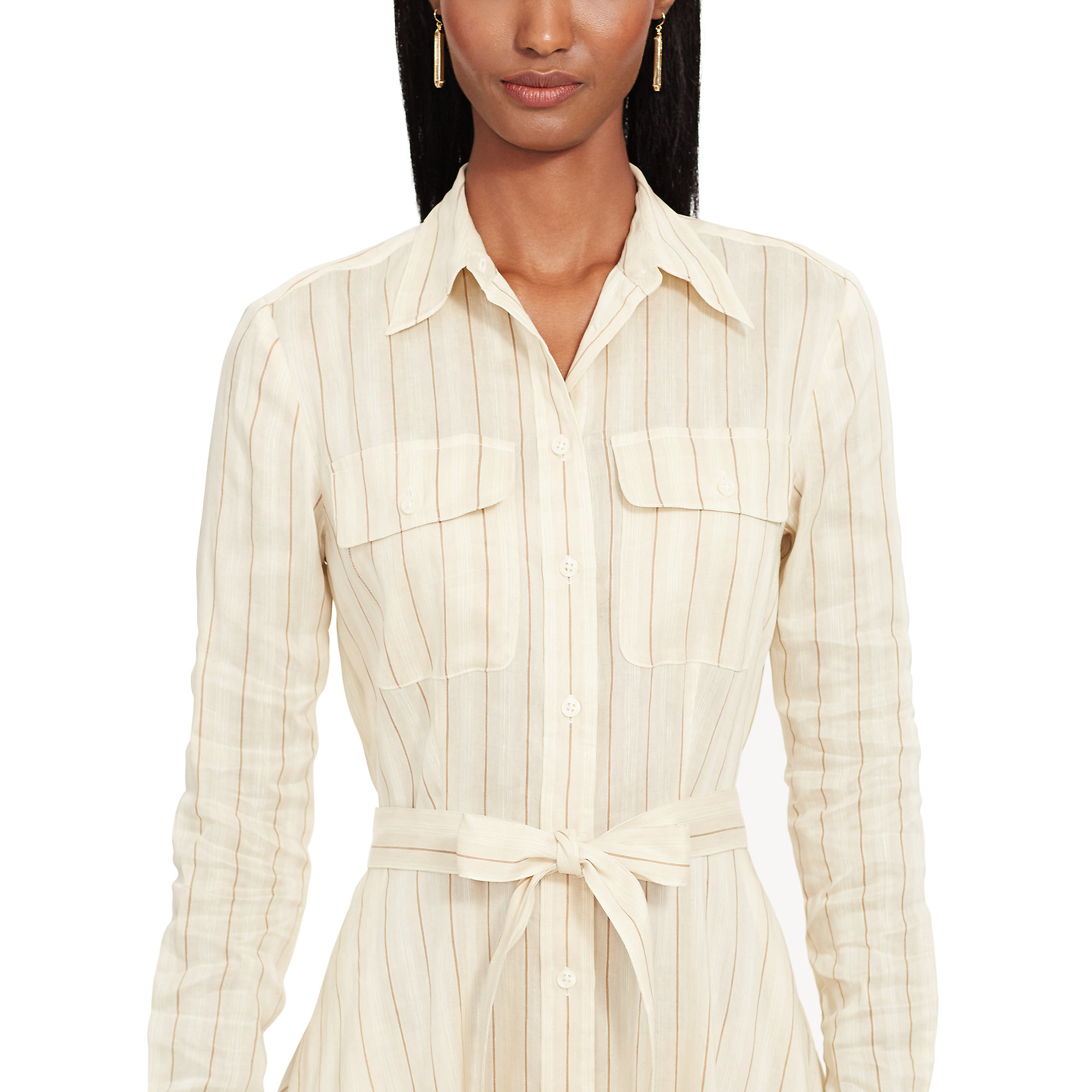 ralph lauren striped linen shirtdress