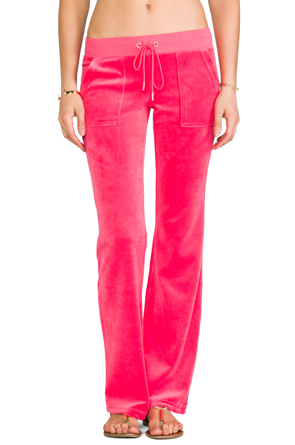 Juicy Couture J Bling Velour Bootcut Pant in Coral in Pink - Lyst