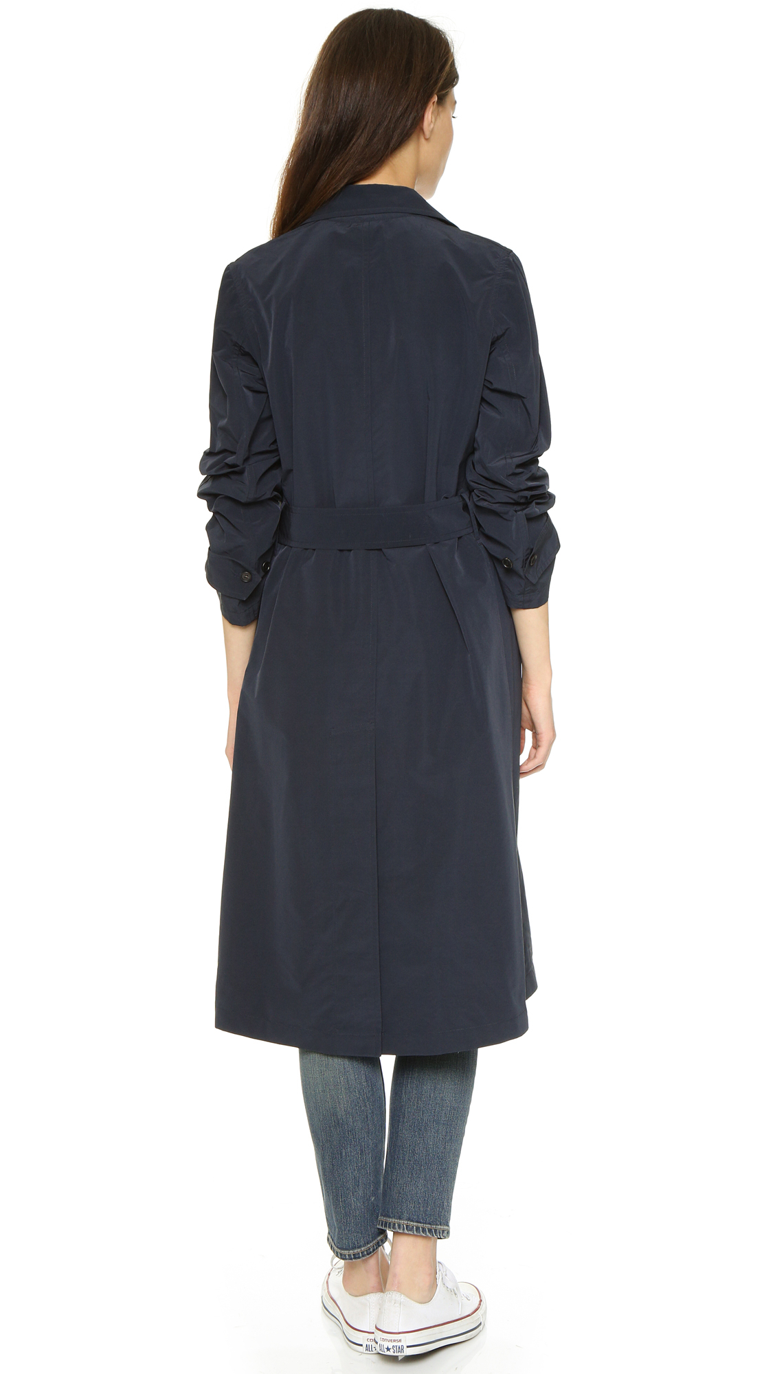 6397 Synthetic Trench Coat Navy in Blue Lyst