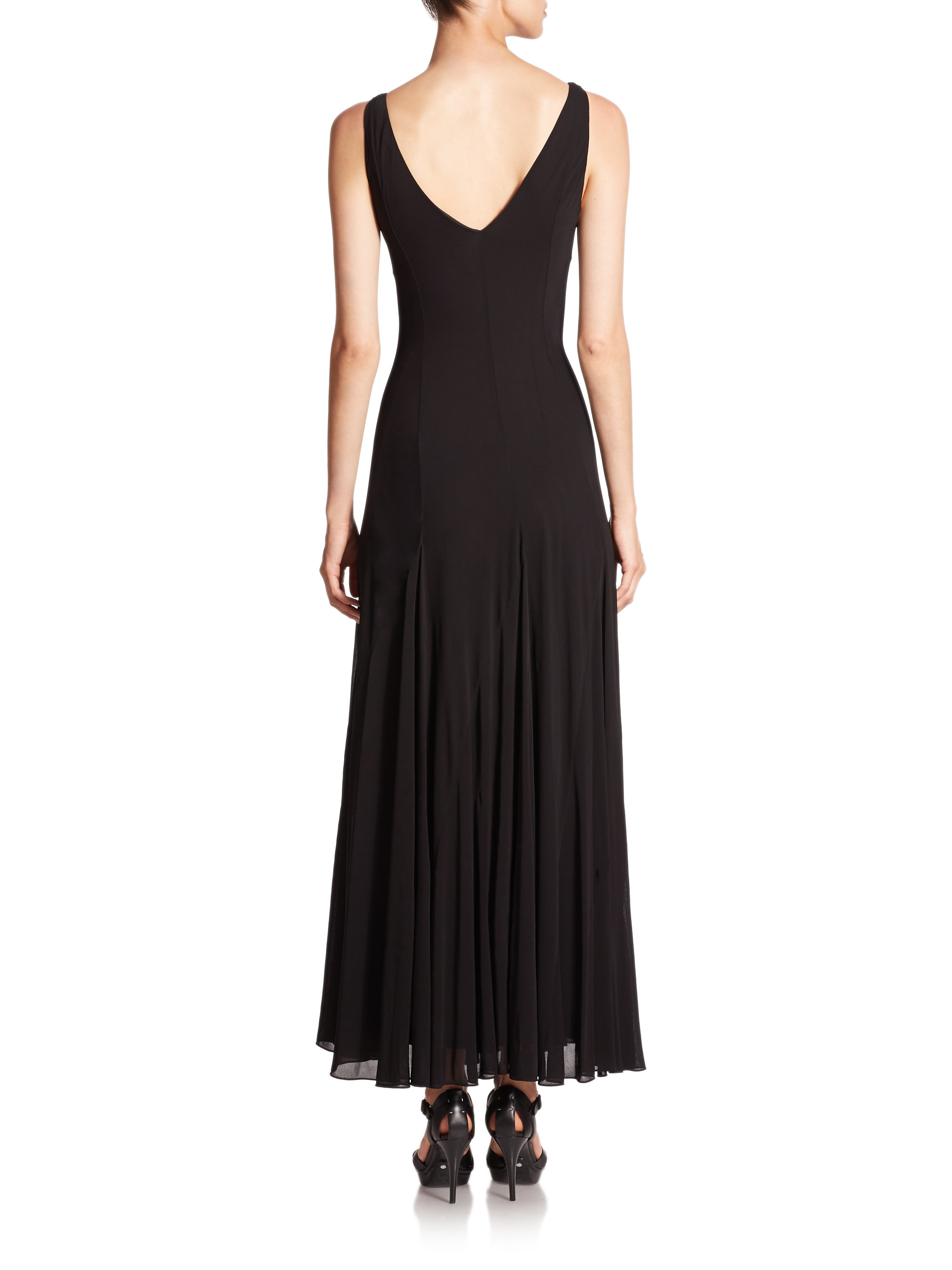 Lyst - Polo ralph lauren Jersey V-neck Maxi Dress in Black