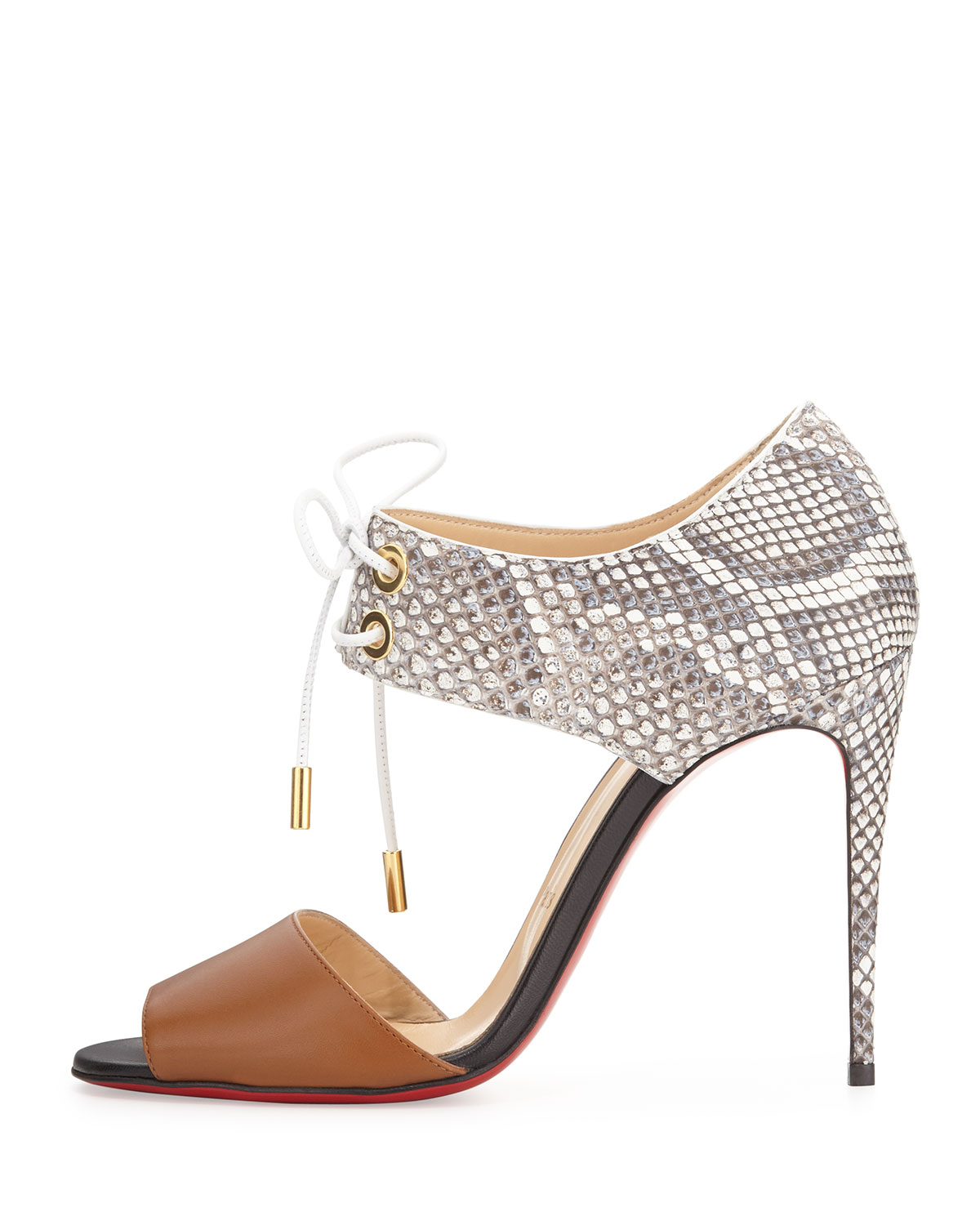 Christian louboutin Mayerling Python and Leather Red Sole Sandal ...