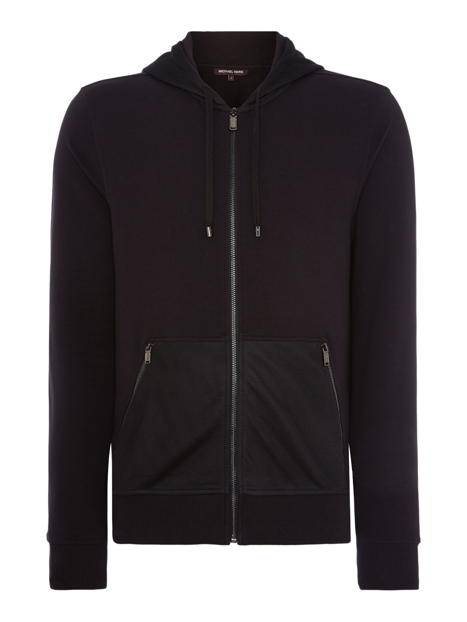 Michael Kors Mesh Pocket Zip Up Hooded Sweatshirt in Black for Men | Lyst