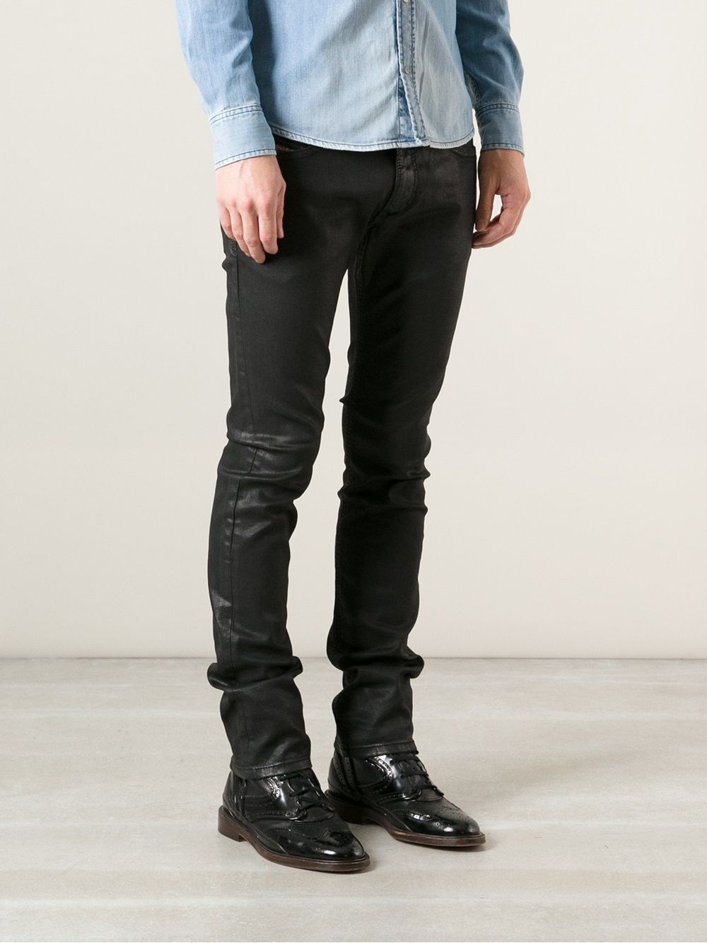 DIESEL Waxed Denim Jeans in Black for 