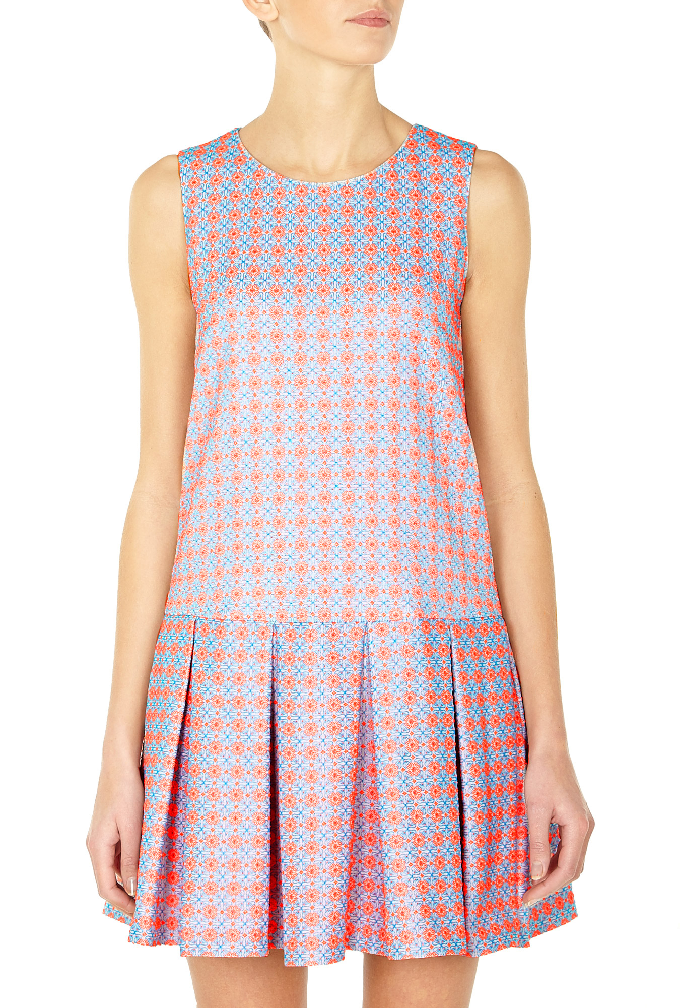 Vintage Full Dress - White Polka Dotted / Short Sleeve / V Neck / Bow Belt Side Riffle Polka Dot Dress - Midi-Length / Three Quarter Length Sleeves