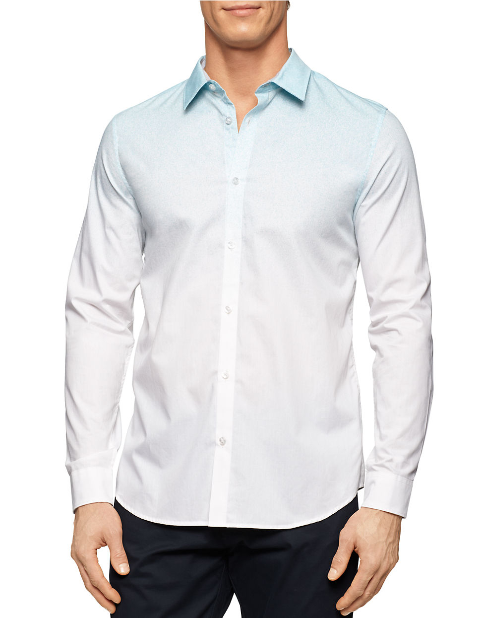 Calvin klein Gradient Engineered Printed ButtonDown Shirt in White for