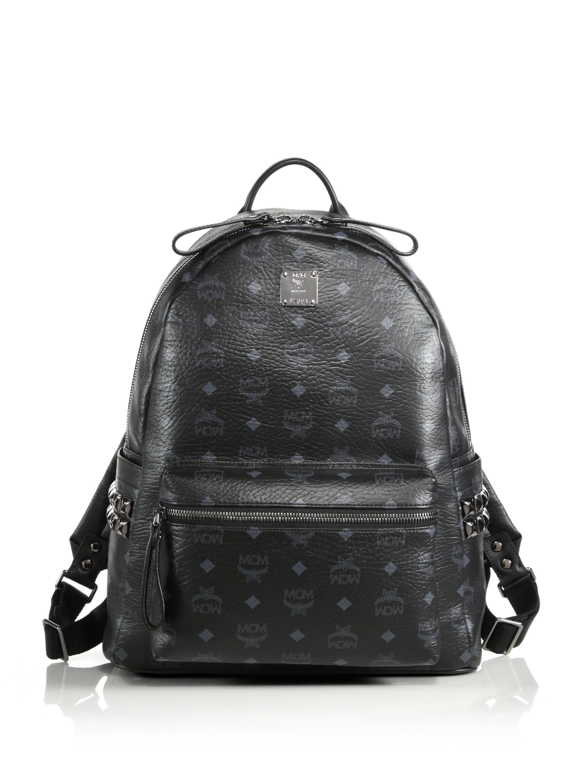 gray mcm backpack