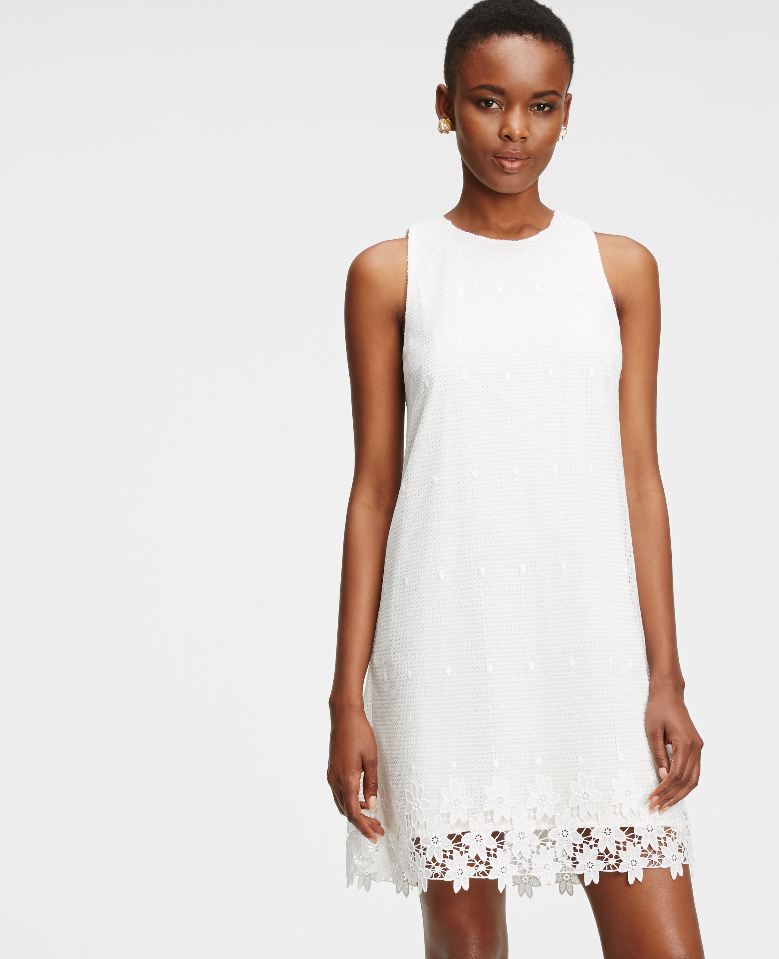 white floral shift dress