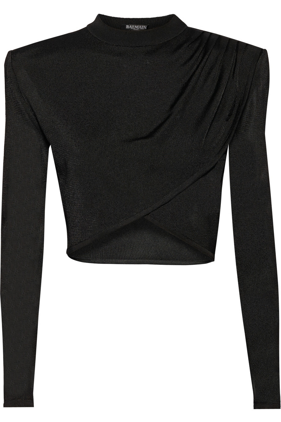Lyst - Balmain Cropped Knitted Top in Black