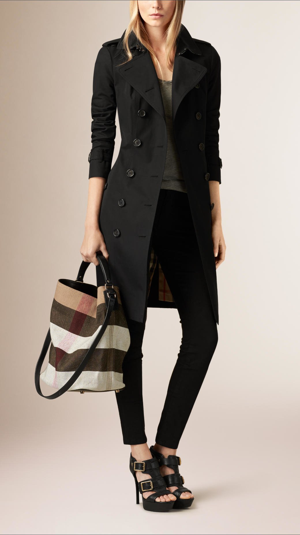 Burberry The Medium Ashby Canvas Check And Leather Bag in Black | Lyst