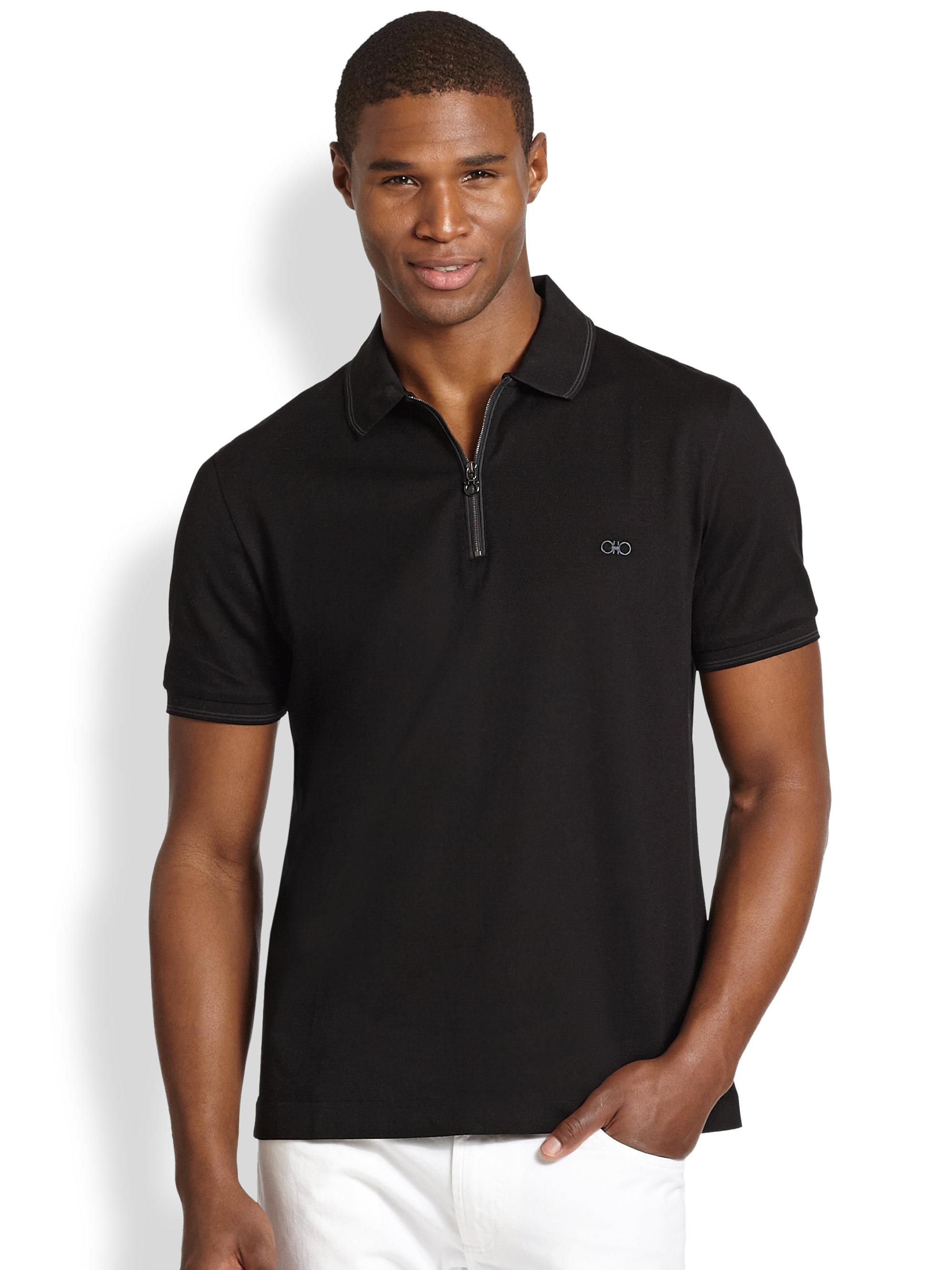 full zip up polo shirt