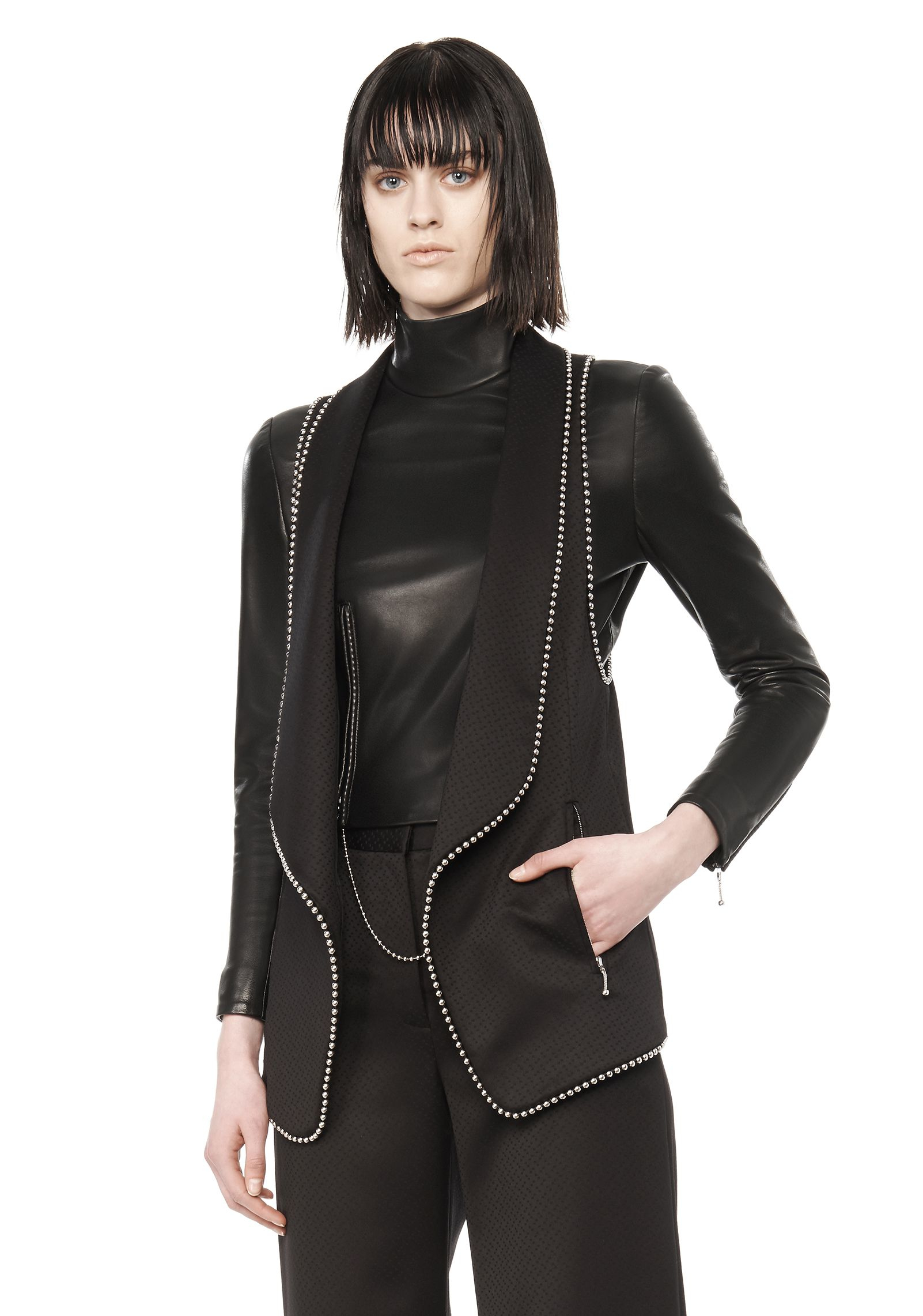 Lyst - Alexander Wang Runway Colllared Vest With Ballchain Outline in Black
