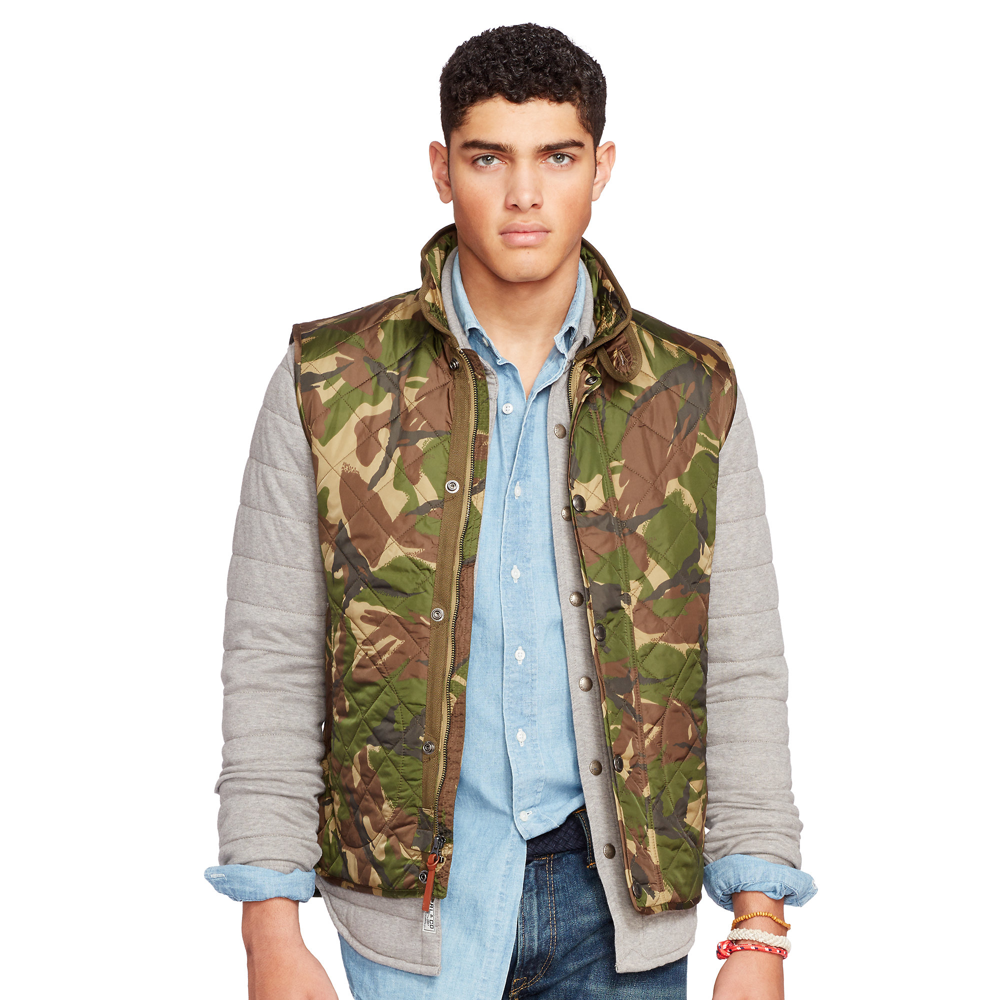 Polo Ralph Lauren Cotton Camo Diamond-quilted Vest in Gray for Men - Lyst