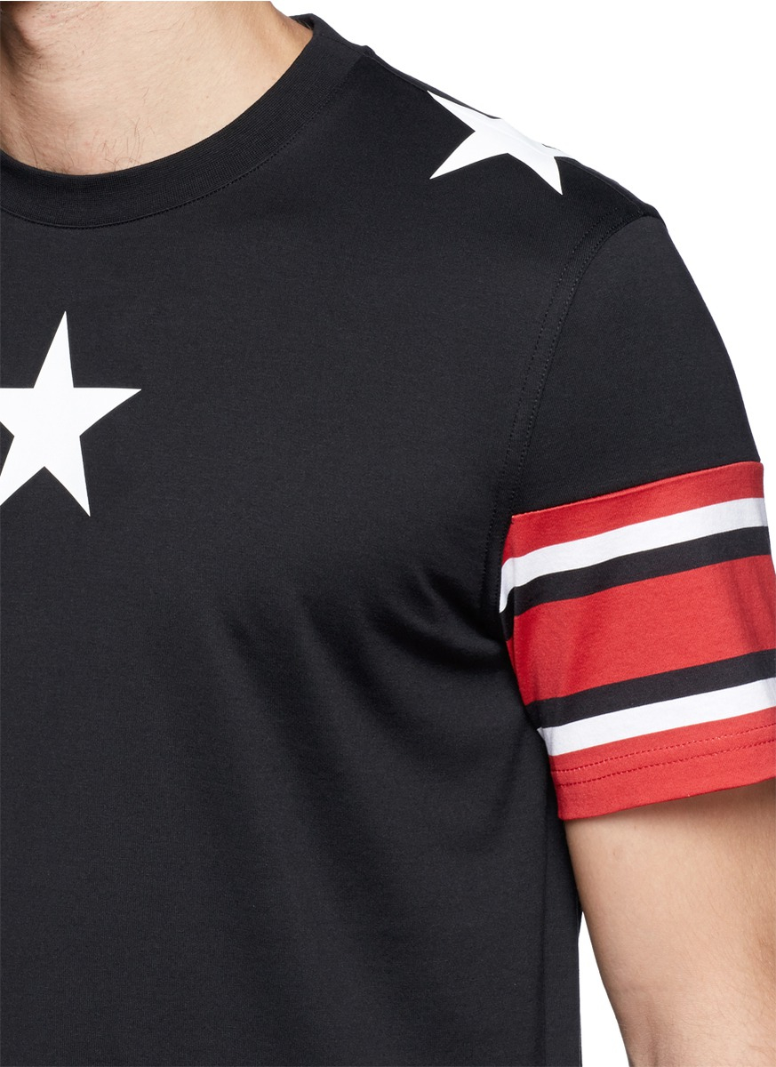 Givenchy Star Stripe Print T-shirt in Black (Red) for Men - Lyst