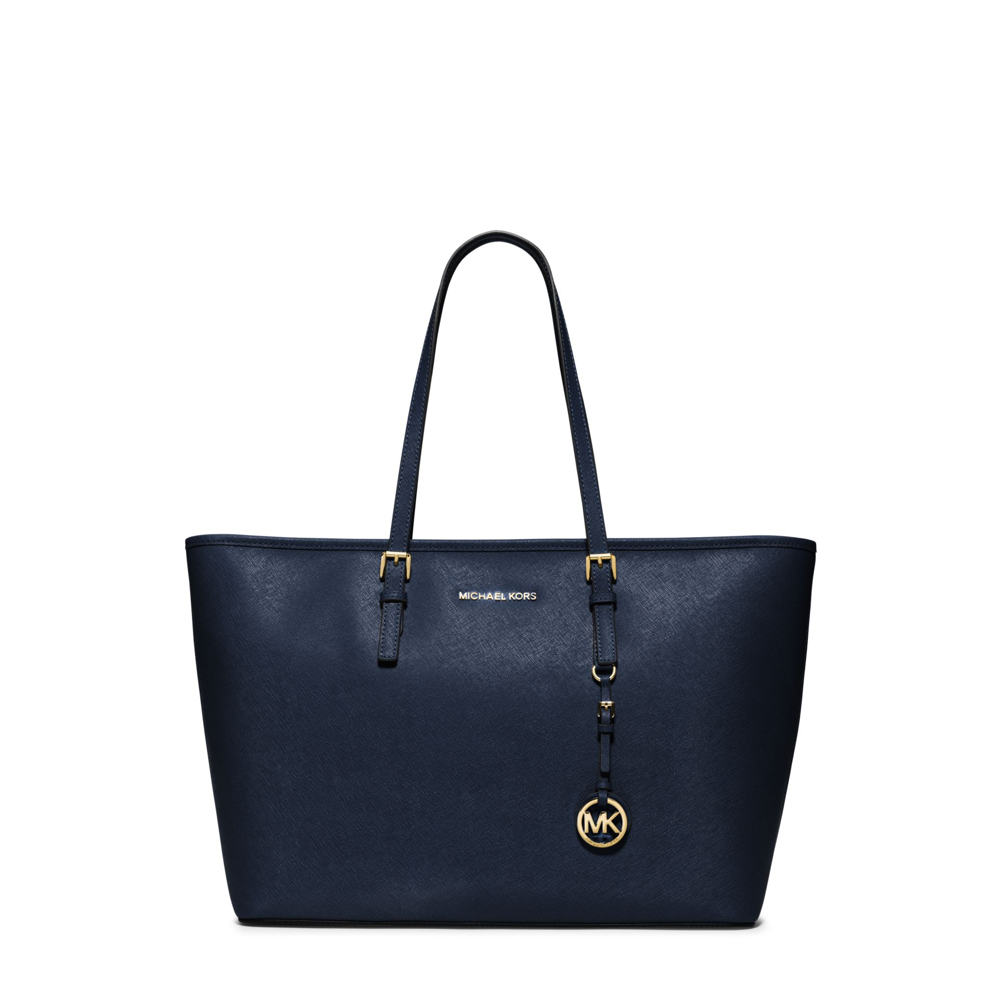 jet set travel medium top zip saffiano tote