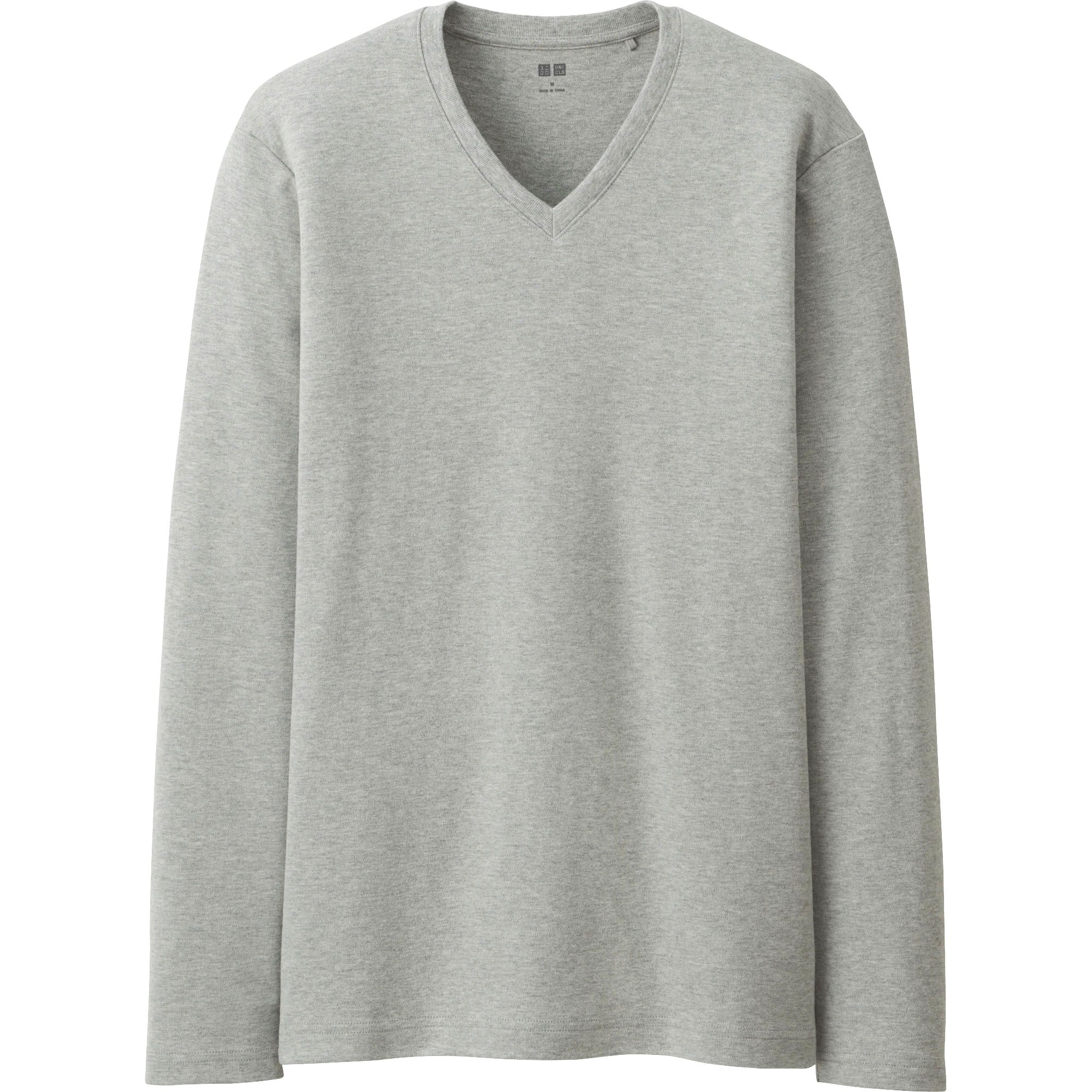 Uniqlo Men Soft Touch V Neck Long Sleeve T-Shirt in Gray for Men | Lyst
