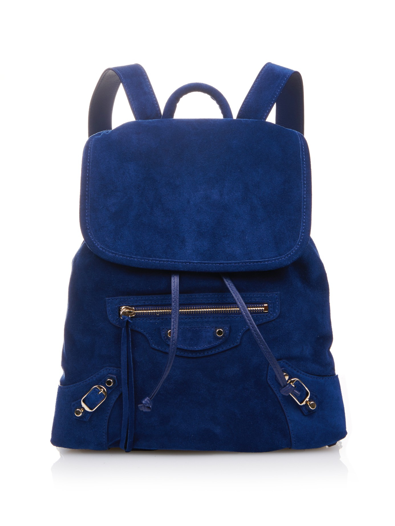 Balenciaga Classic Traveller Suede Backpack in Blue | Lyst