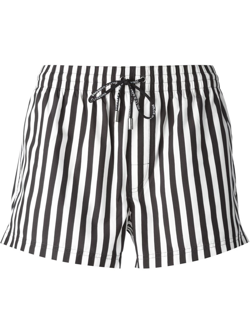 NEW $740 DOLCE & GABBANA Shorts White Black Striped Cotton Linen IT50 W36 