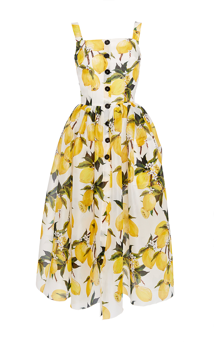 Dolce & Gabbana Cotton Lemon Print And Needlepoint Dress | Lyst