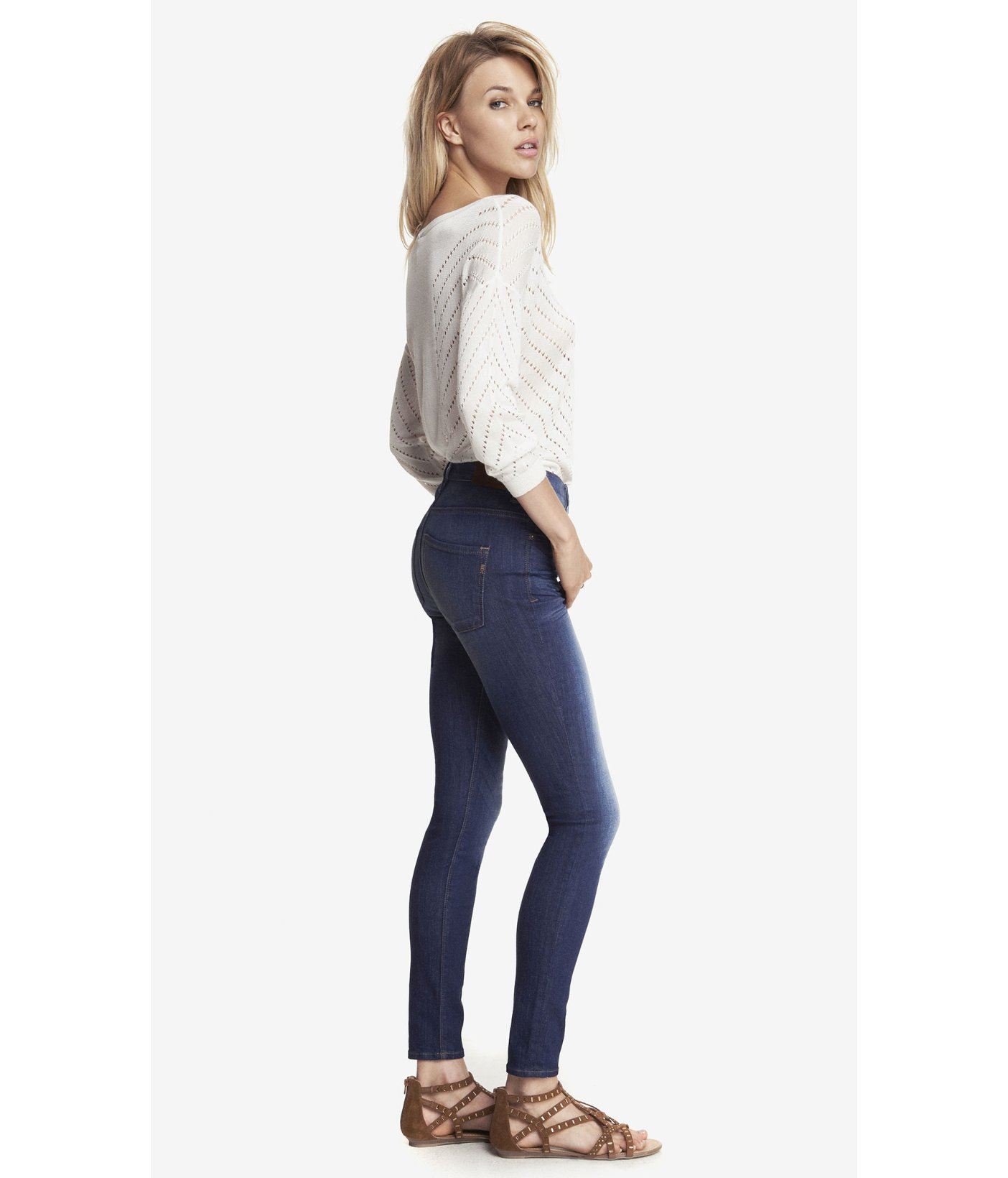 Express High Waisted Denim Perfect Legging in Dark (Blue ...