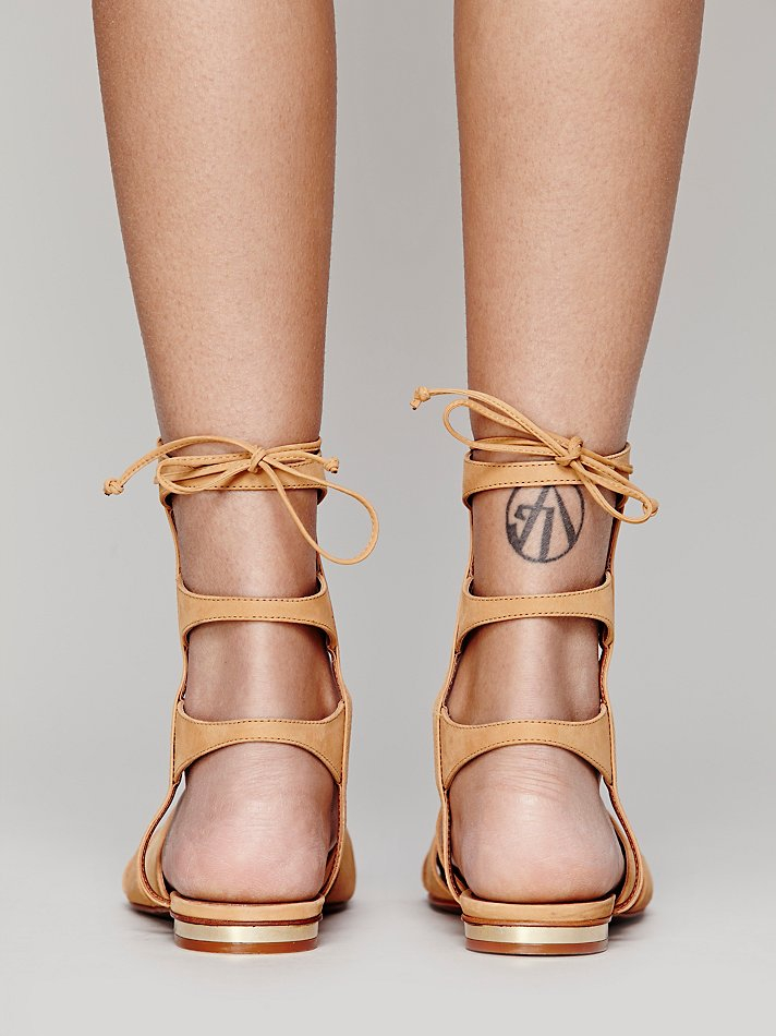 Lyst - Schutz Lina Lace-Up Sandals in Natural