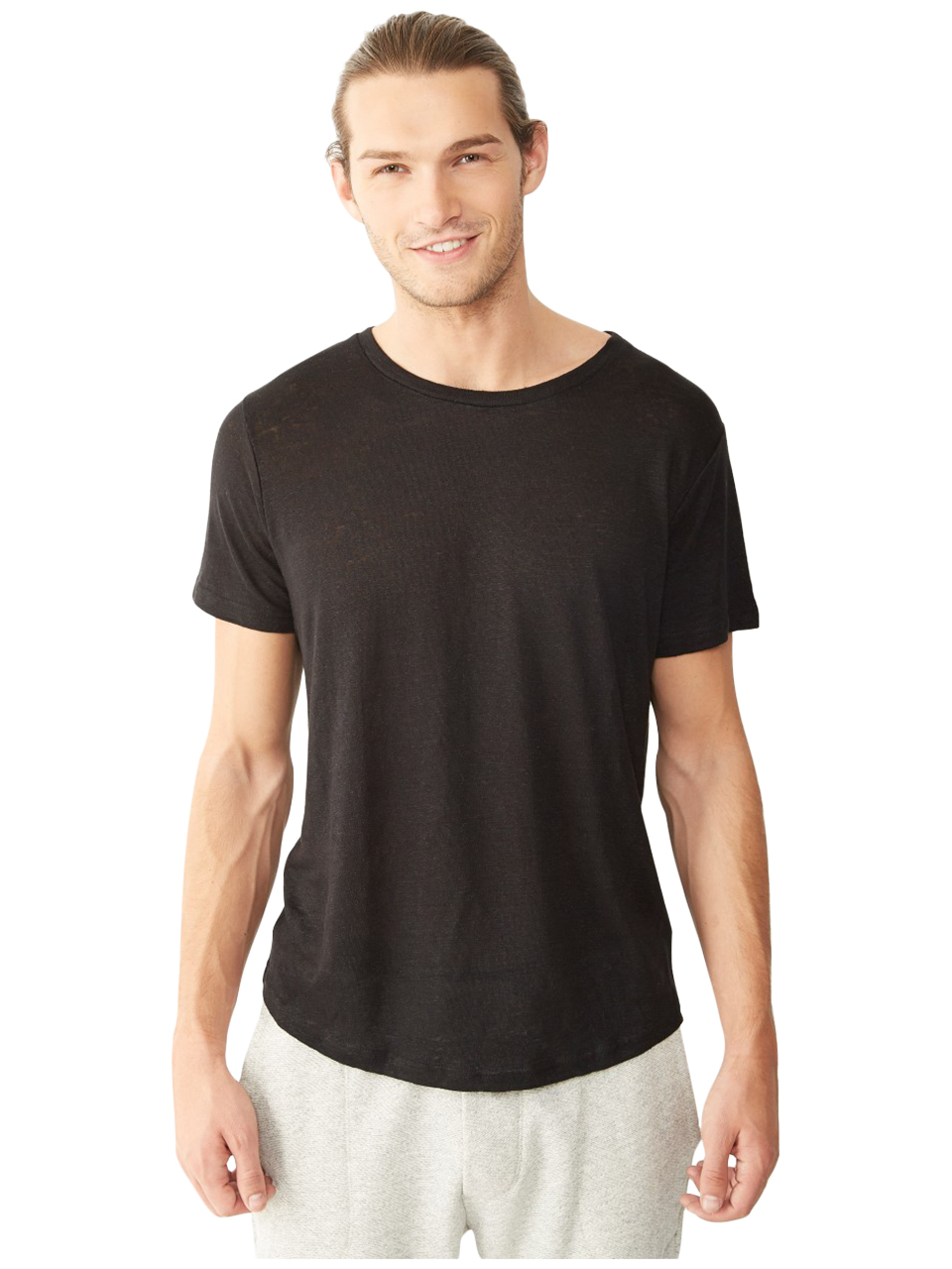 Alternative Apparel Wide Neck Linen Tshirt in Black for Men - Lyst